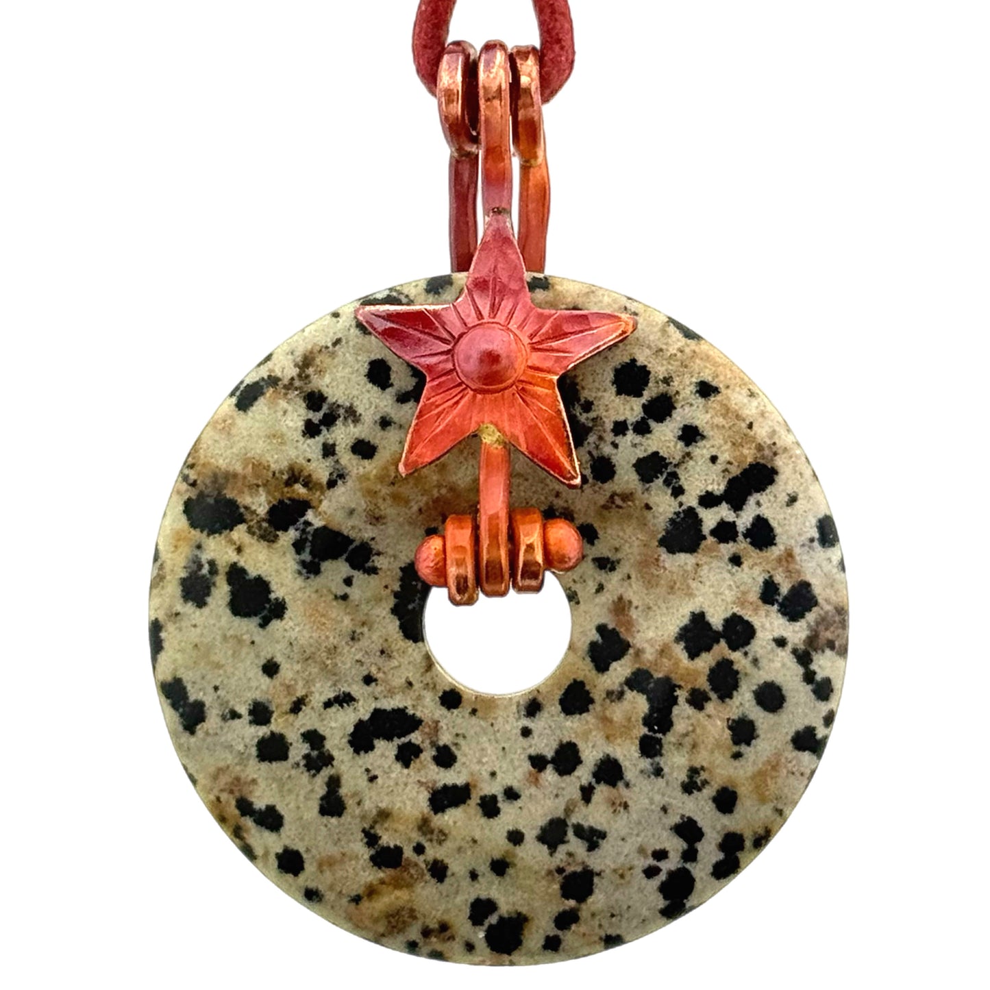 Small Star Design Donut Bail in Copper with Red Patina