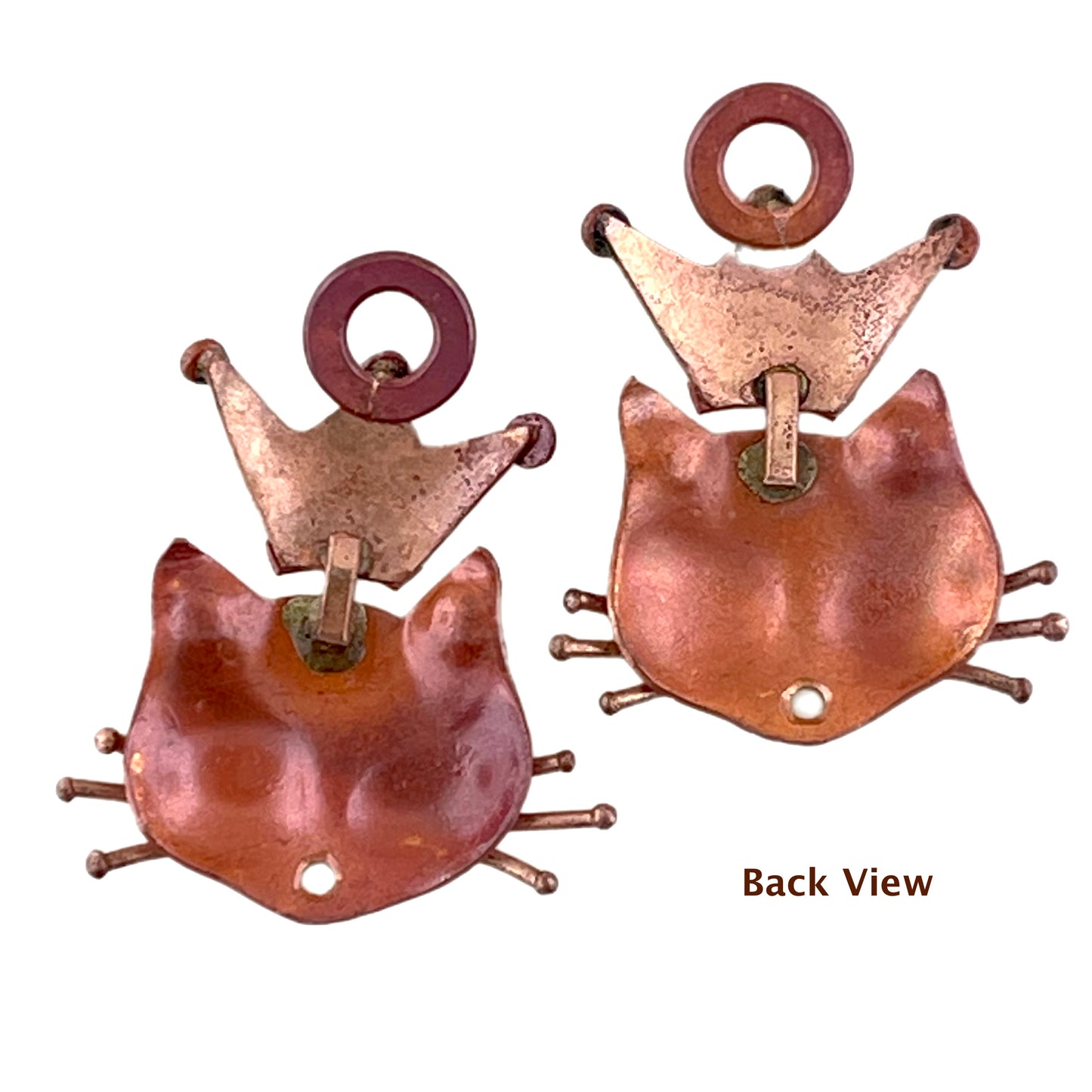 Regal Copper Cat Components with Brass Crown Accents