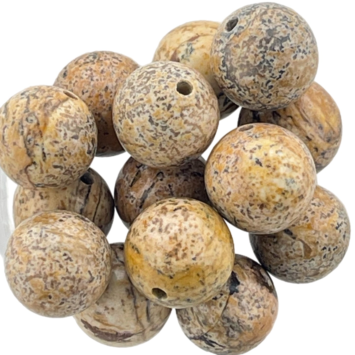 17 Natural Picture Jasper Round Beads 12mm for Jewelry Making