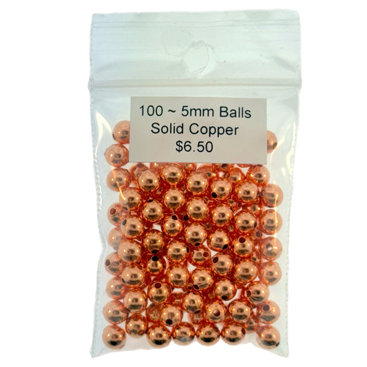 5mm Hollow Copper Ball Beads – 100 Spacer Beads