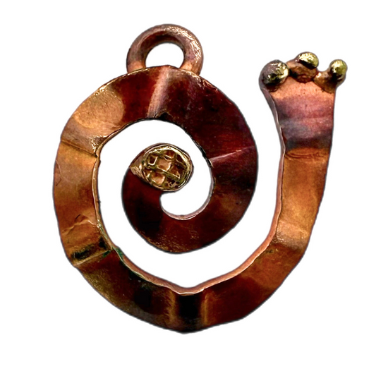 Rustic Copper and Brass Spiral Charm Facing Right