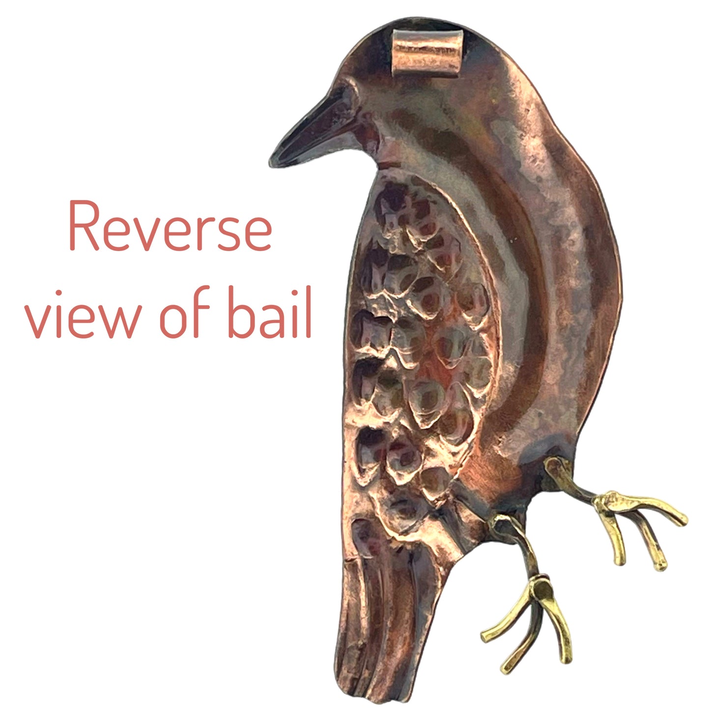 Antiqued Copper Raven Pendant with Brass Accents