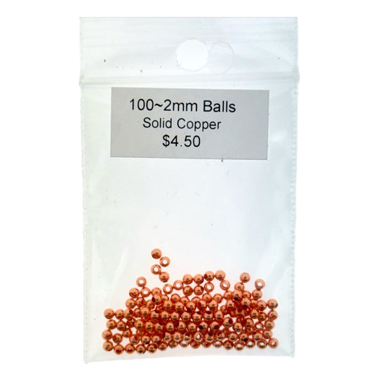 2mm Hollow Copper Ball Beads – 100 Spacer Beads
