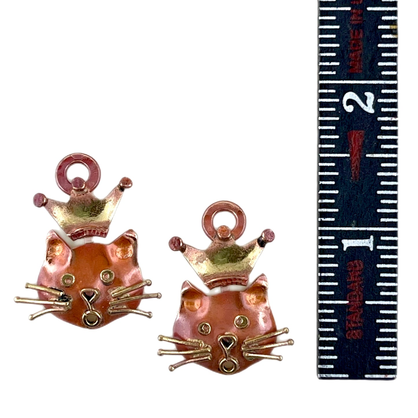 Regal Copper Cat Components with Brass Crown Accents