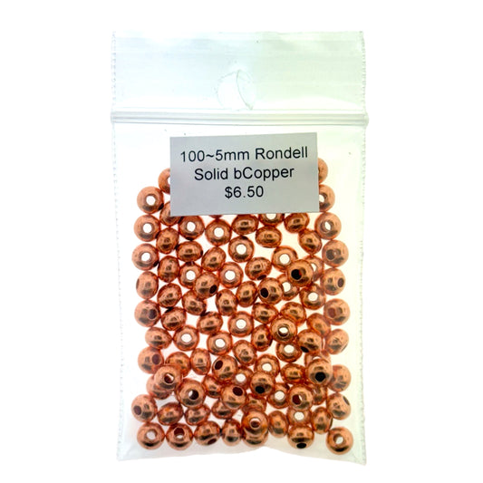 5mm Hollow Copper Rondelle Beads – 100 Pack Spacer Beads
