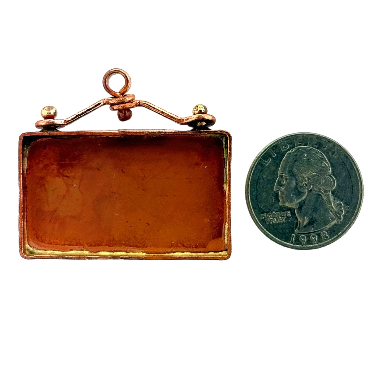 Large Copper Bezel Pendant with Swinging Bail