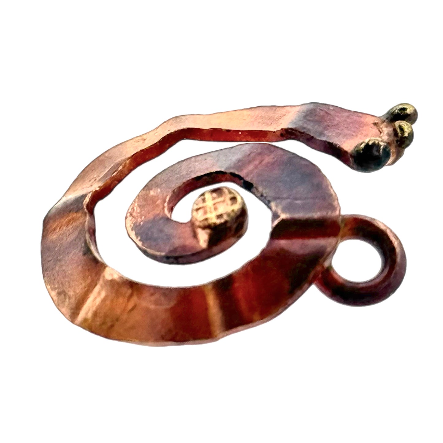 Rustic Copper and Brass Spiral Charm Facing Left