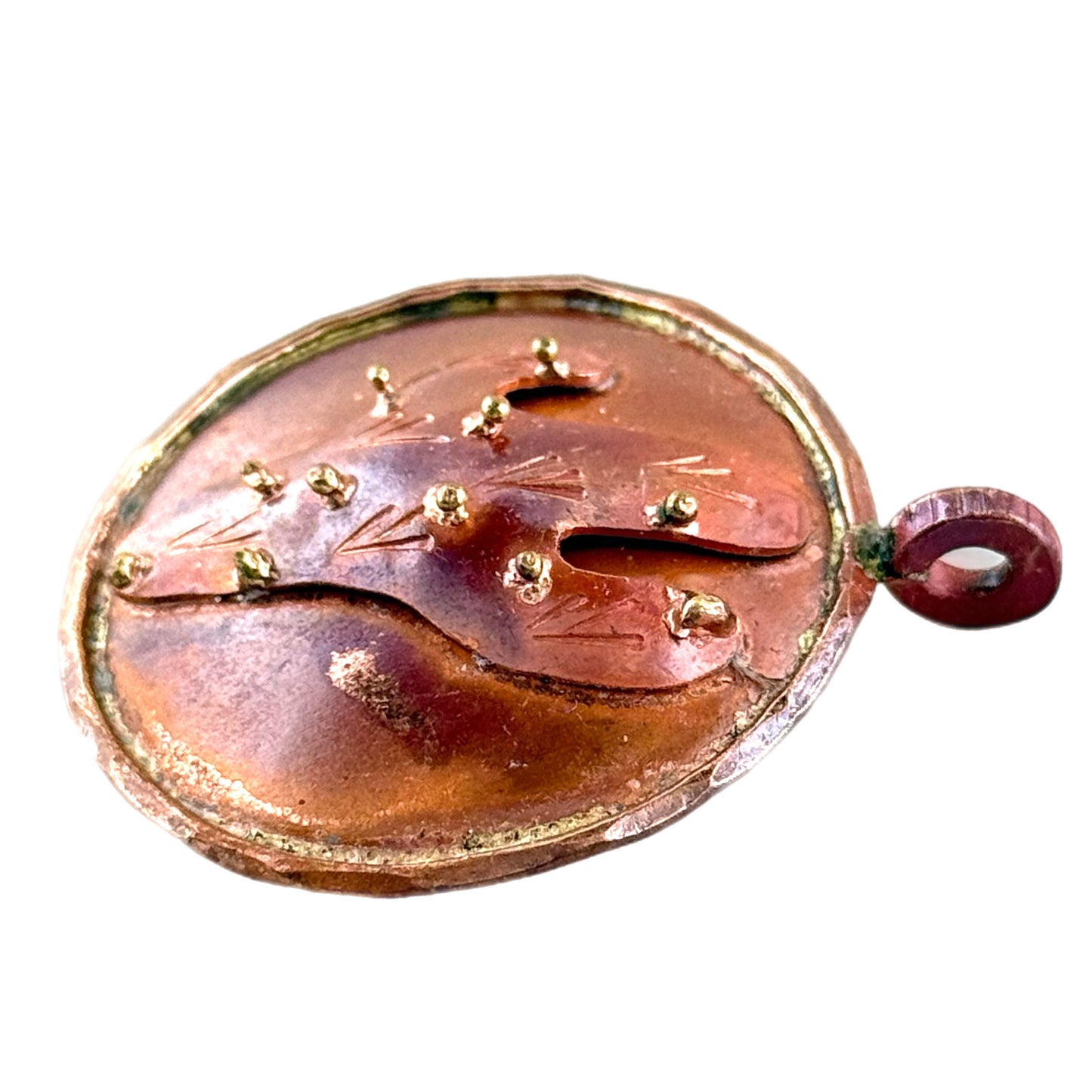 Rustic Cactus Pendant with Brass Accents in Copper