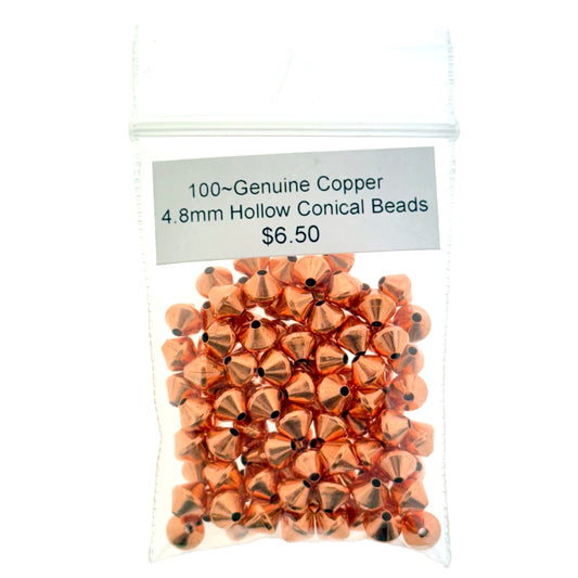 4.8mm Copper Conical Spacer Beads – Hollow, 100 Count