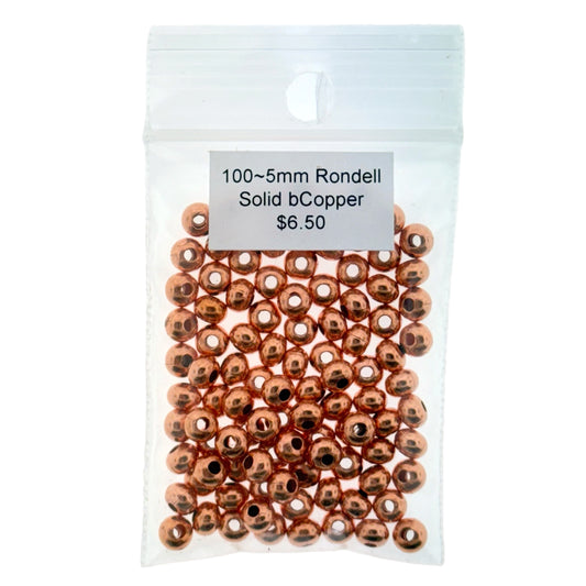 4mm Hollow Copper Rondelle Beads – 100 Spacer Beads