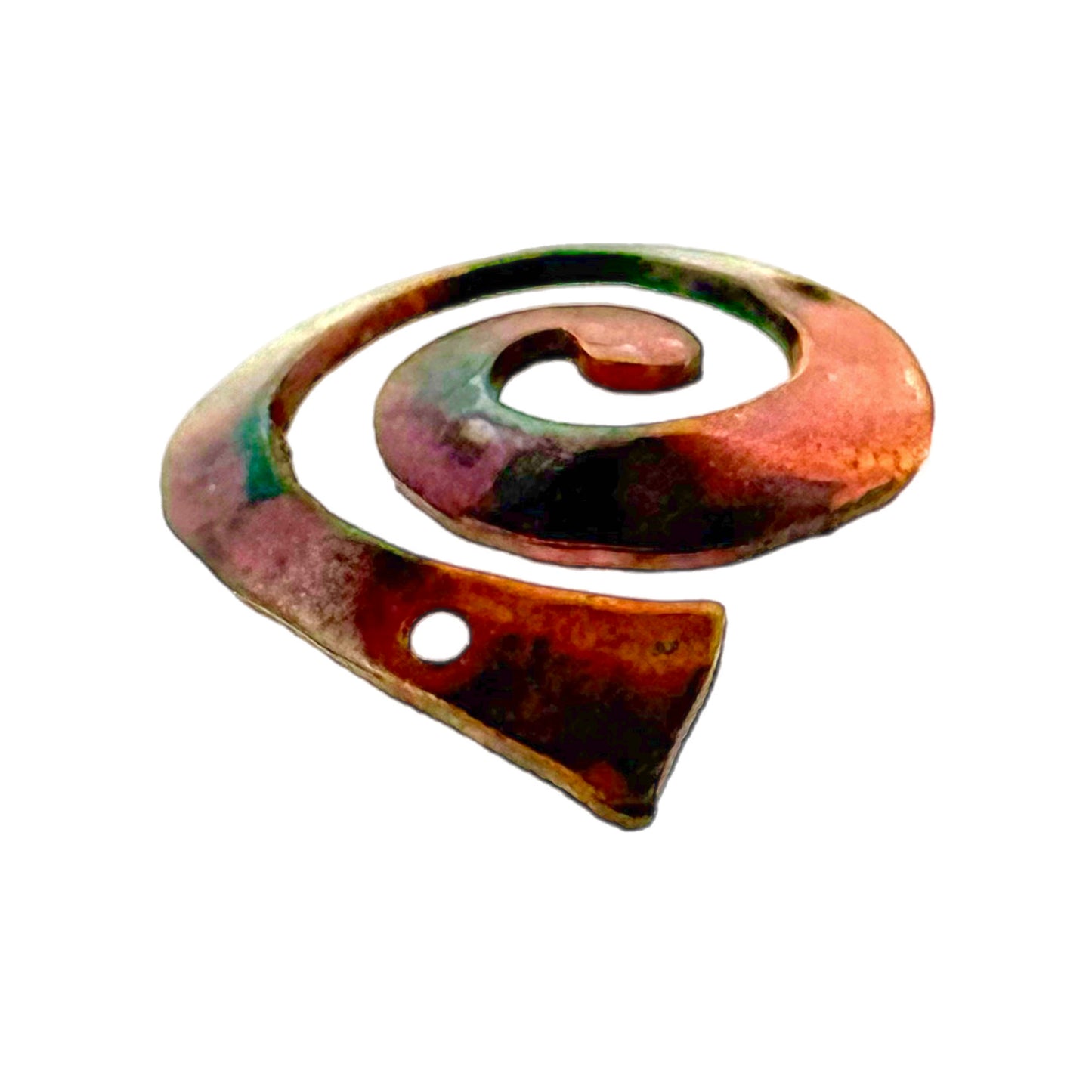 Handmade Copper Spiral Link Charm with Two Holes Facing Right