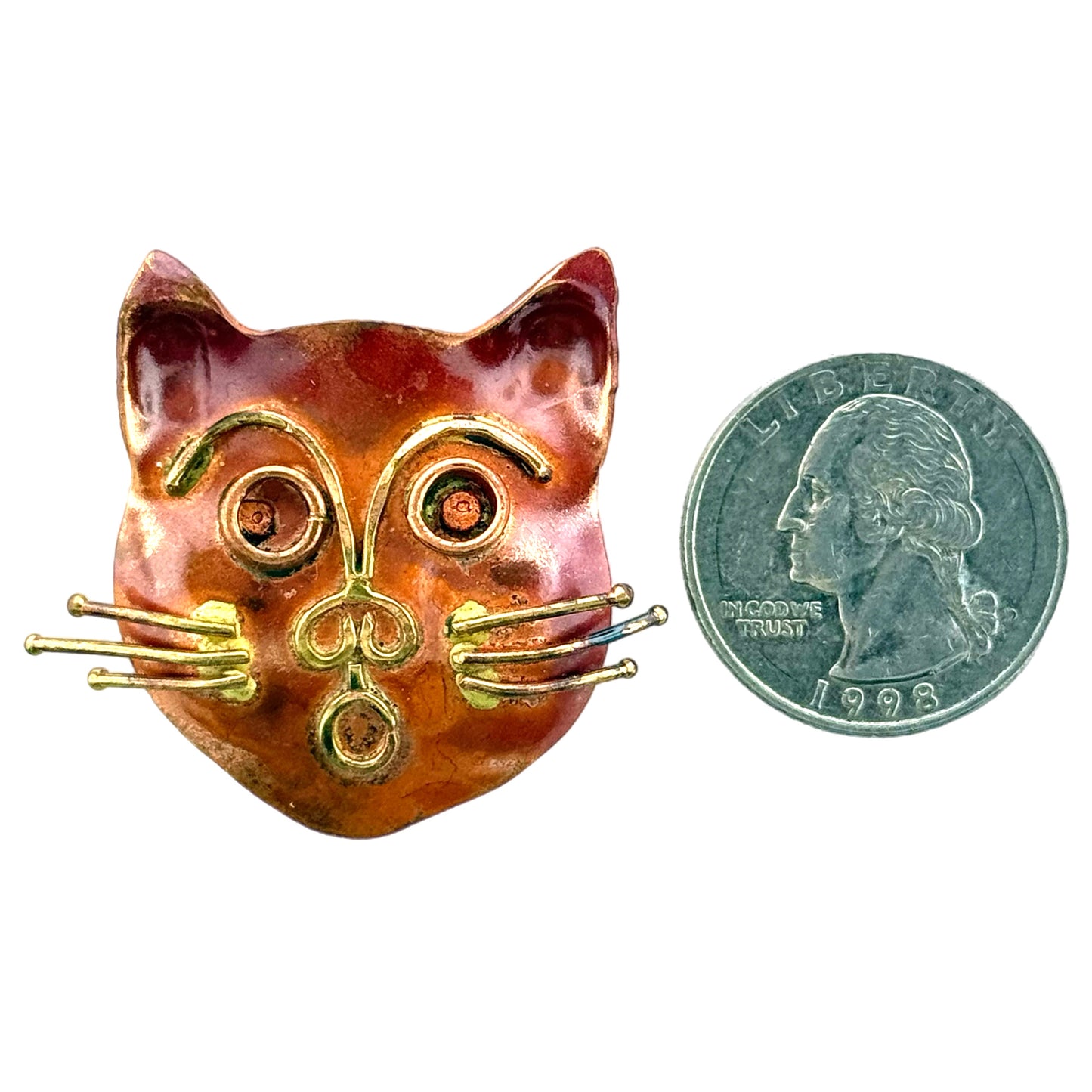 Copper Cat Face Slider for 10mm Flat Leather
