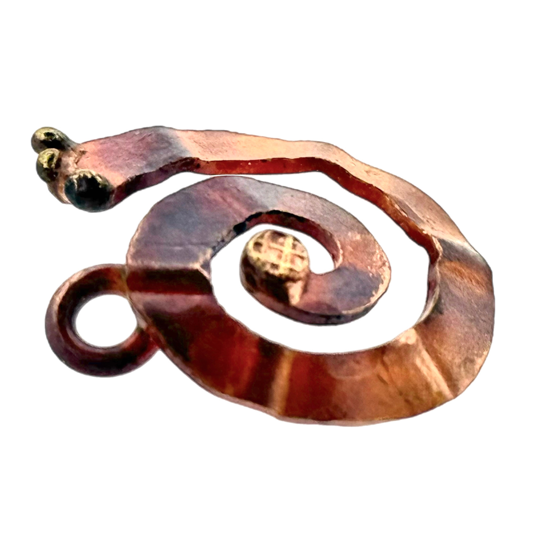 Rustic Copper and Brass Spiral Charm Facing Right