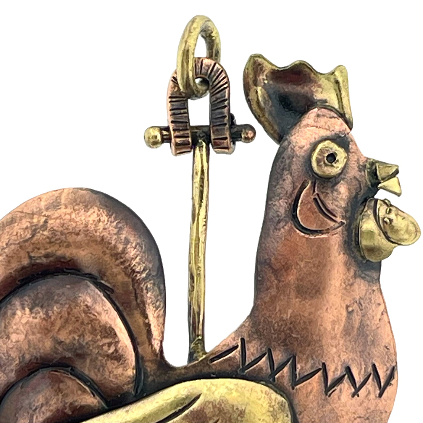 Rooster Pendant, Handmade Copper & Brass