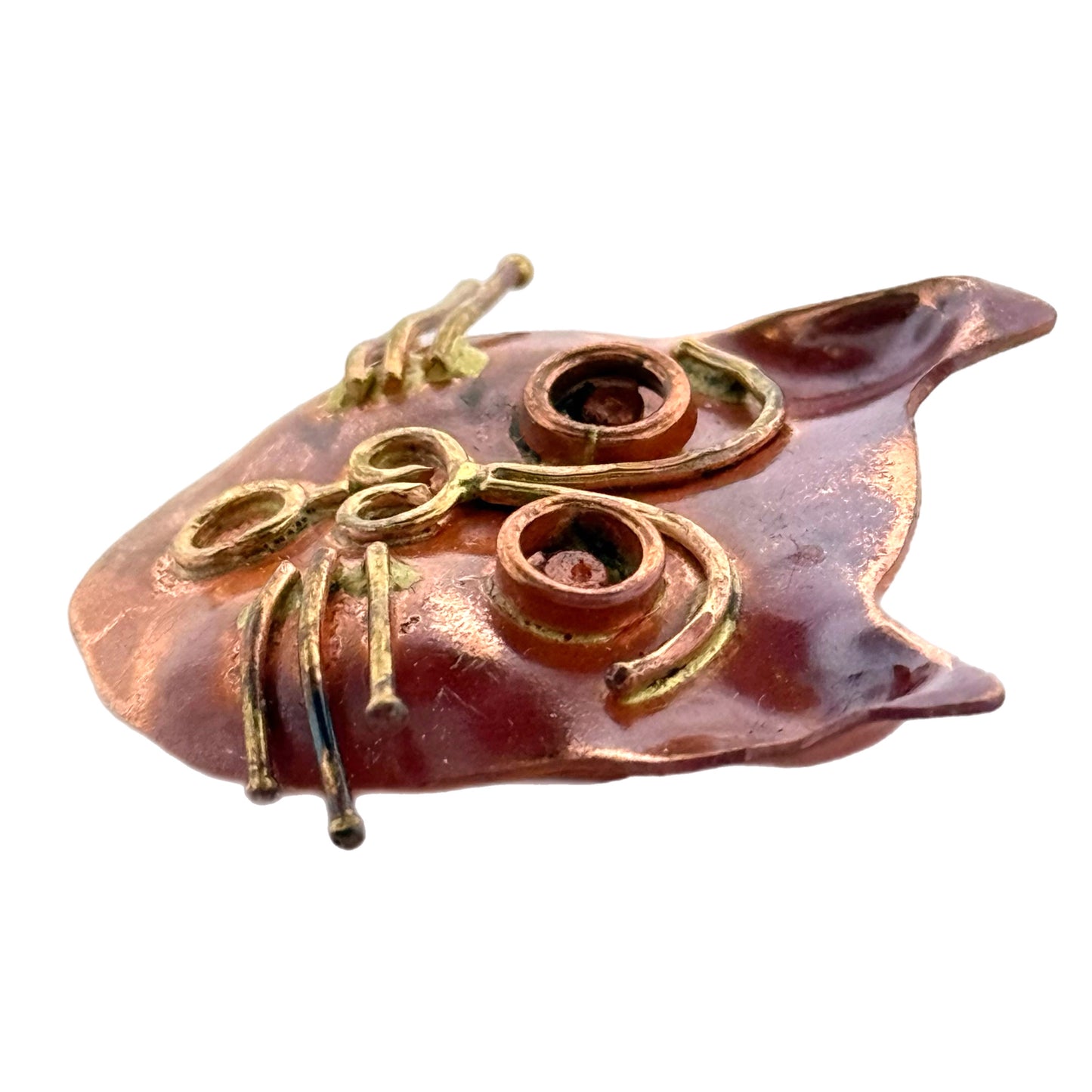 Copper Cat Face Slider for 10mm Flat Leather
