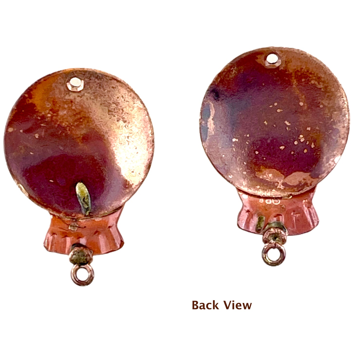 Copper and Brass Owl Components with Rustic Full Moon for Jewelry, Pair