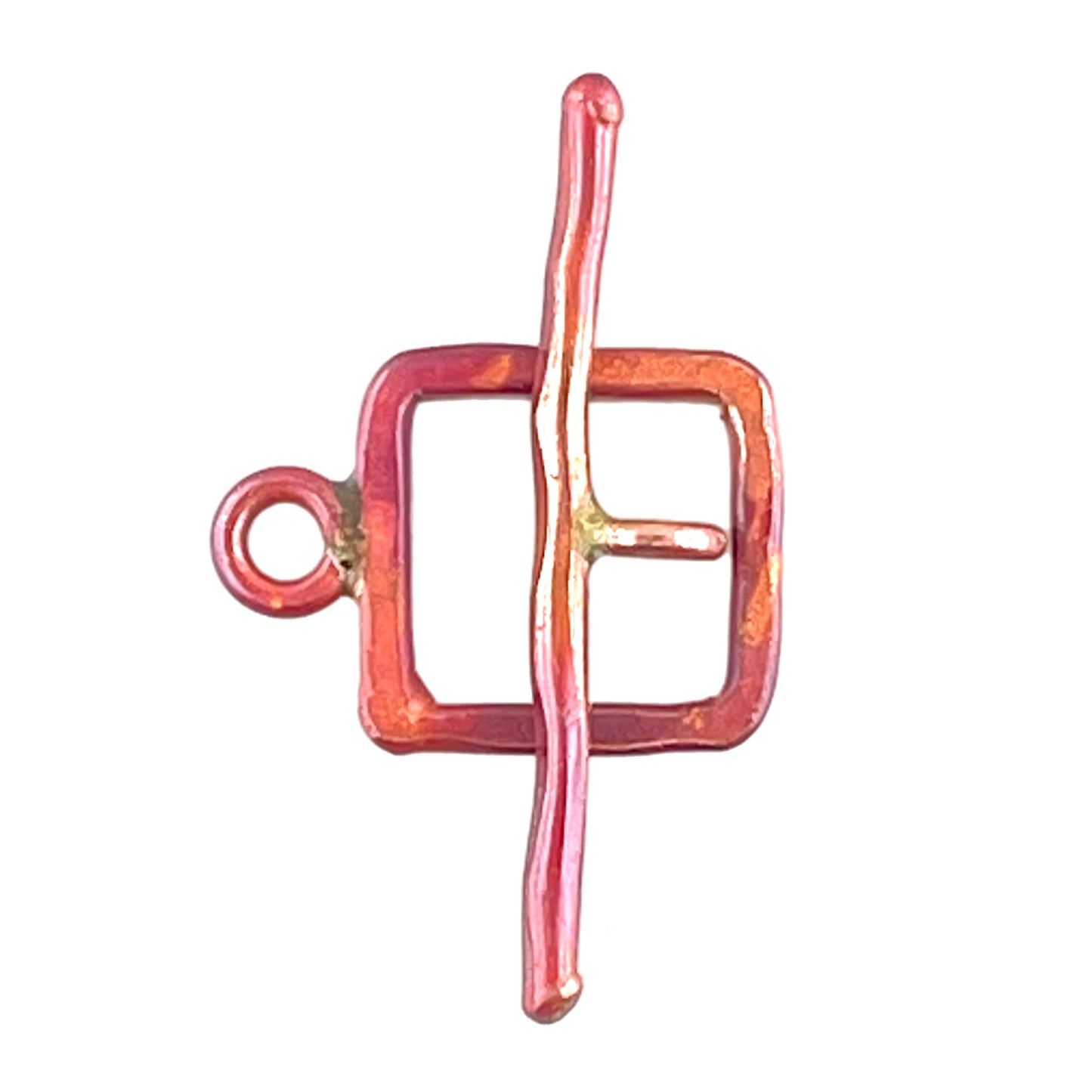 Small Square Copper Toggle Clasp – Red Patina