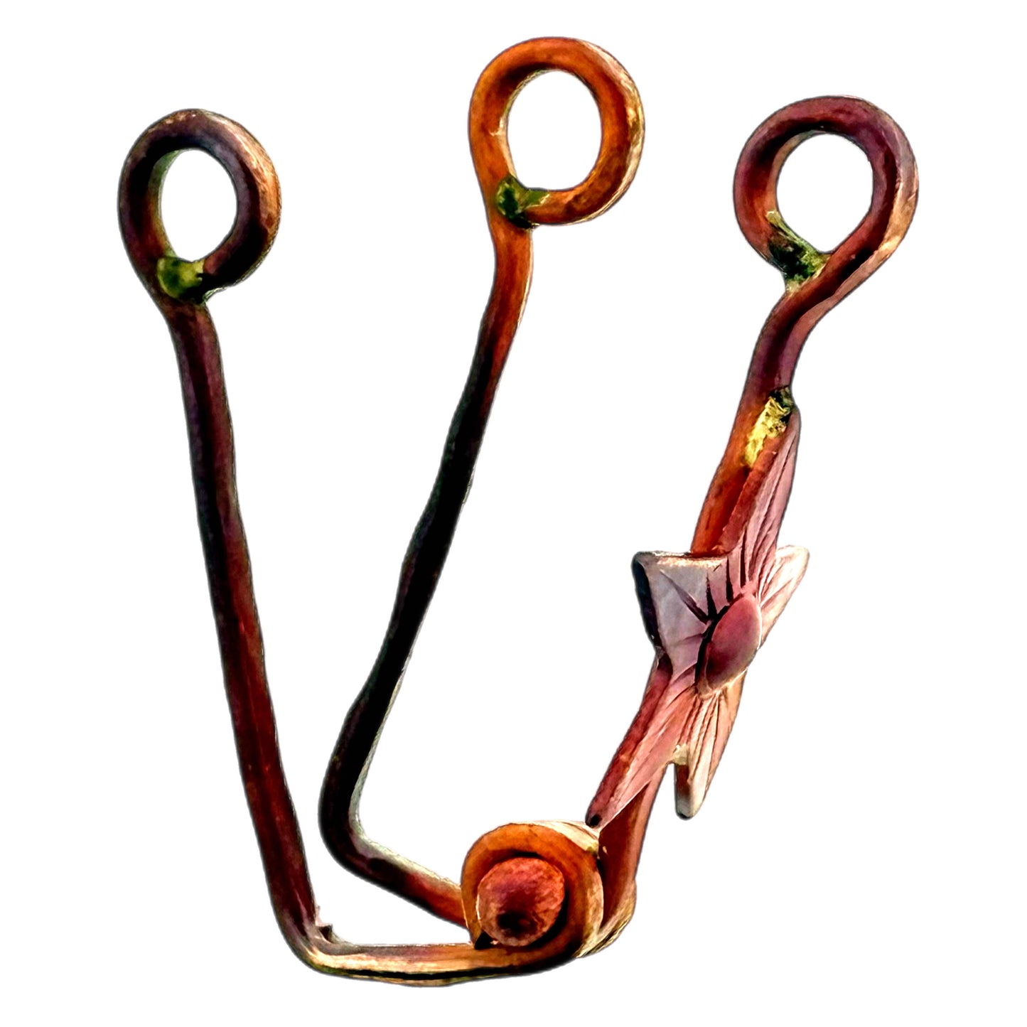 Small Star Design Donut Bail in Copper with Red Patina