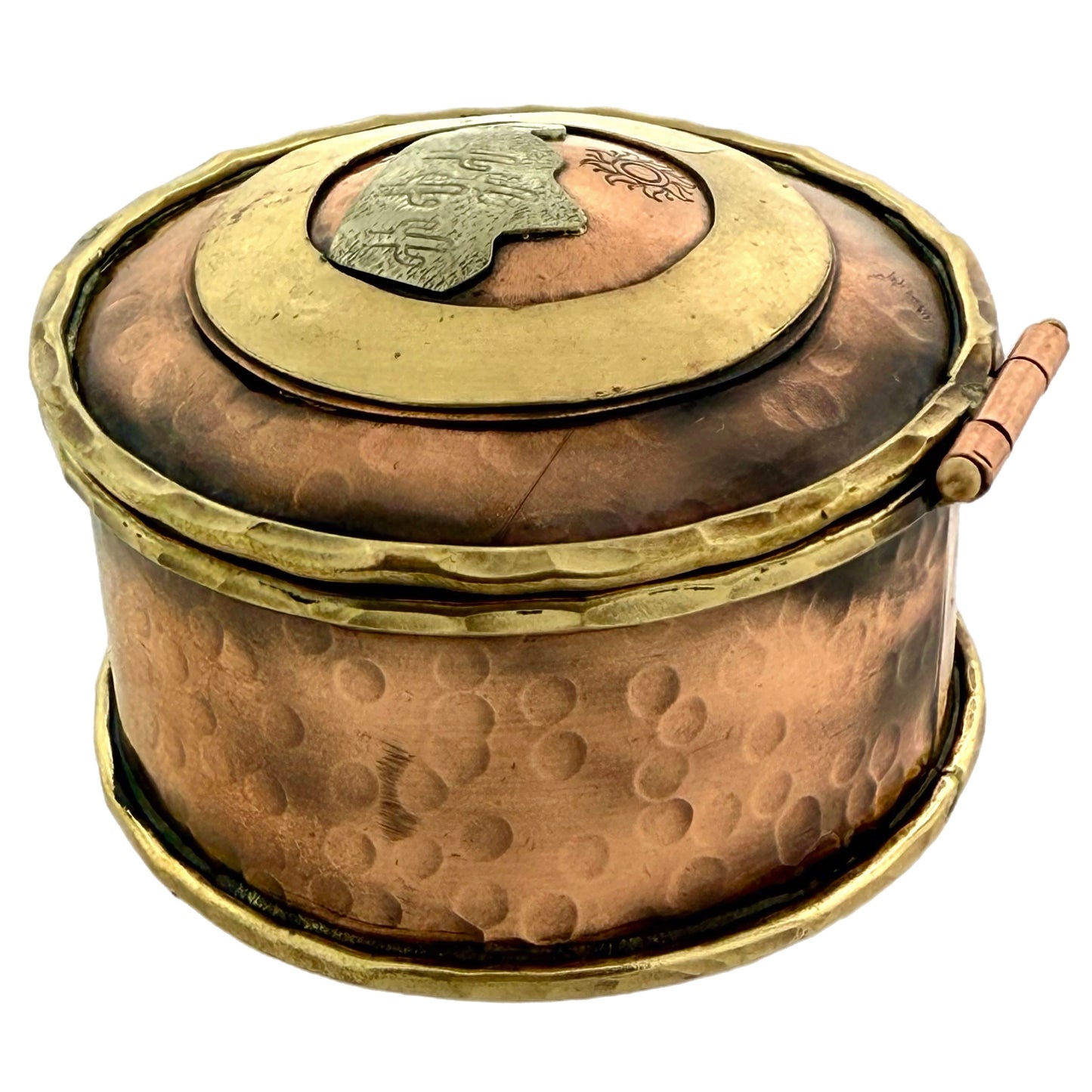 Copper, Brass & German Silver Keepsake Box – Desert Mountain Scene