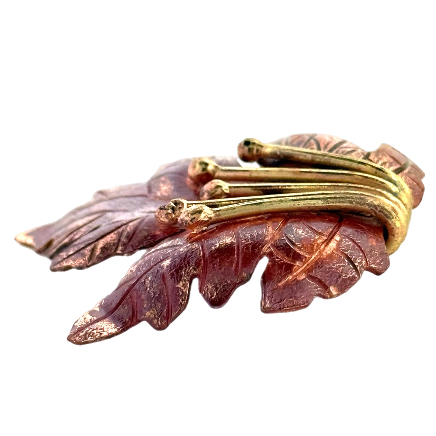 Handmade Copper Maple Leaf Pendant with Brass Accents