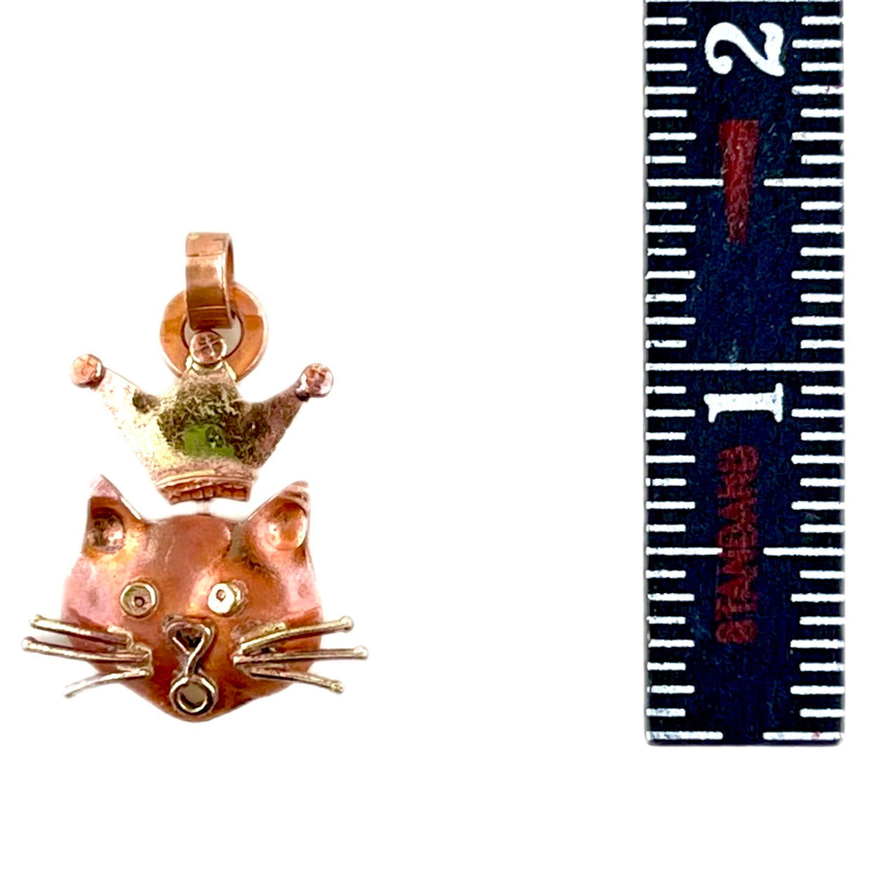 Small Whimsical Copper Queen Cat Pendant