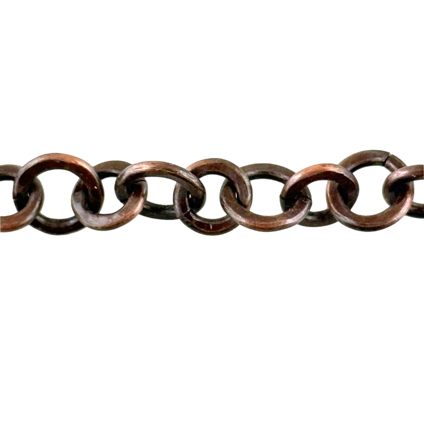 Antiqued copper ring chain, handcrafted 20 inch artisan jewelry component