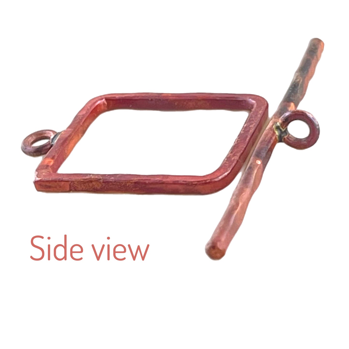 Large Square Copper Toggle Clasp – Red Patina