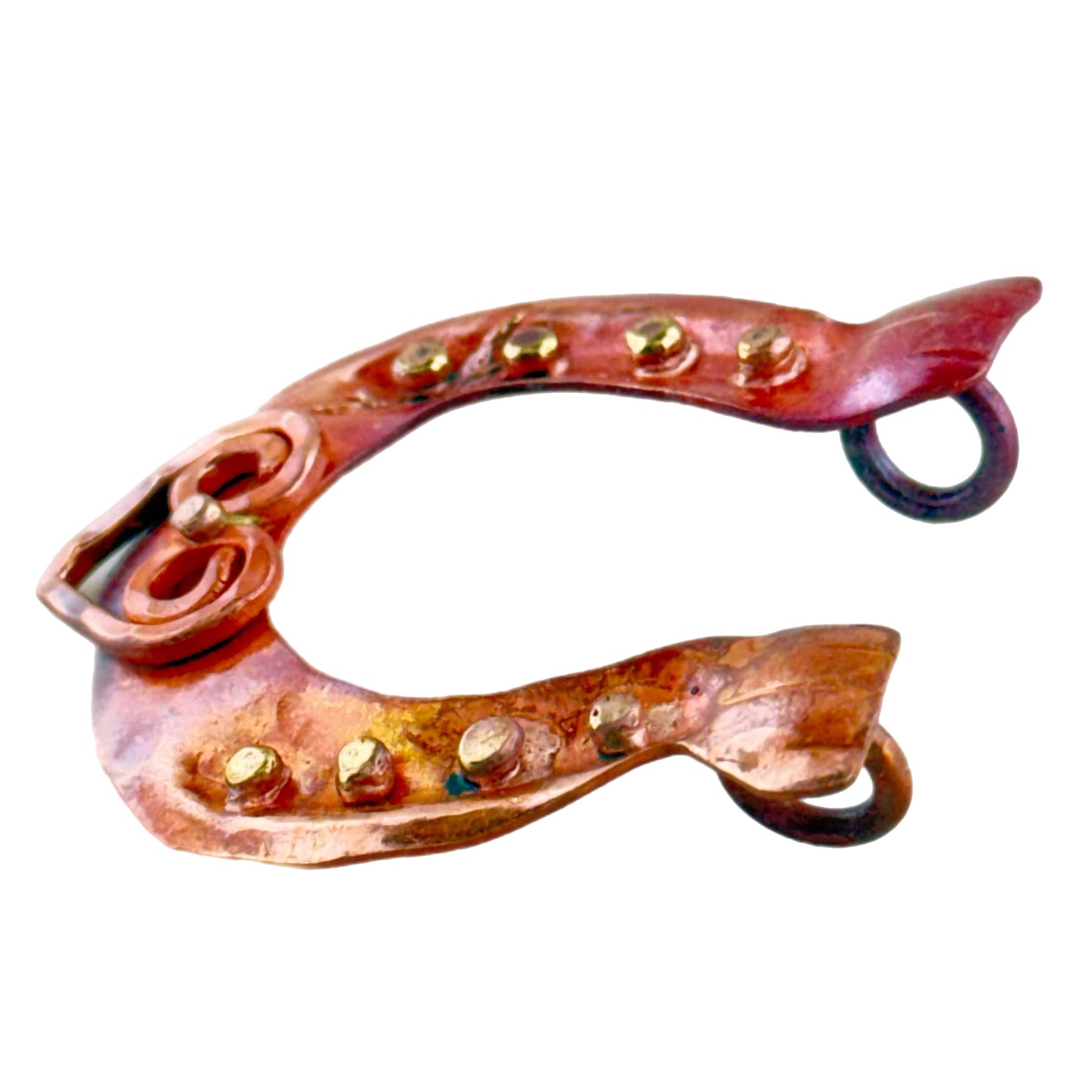 Horseshoe Pendant with Heart – Copper and Brass