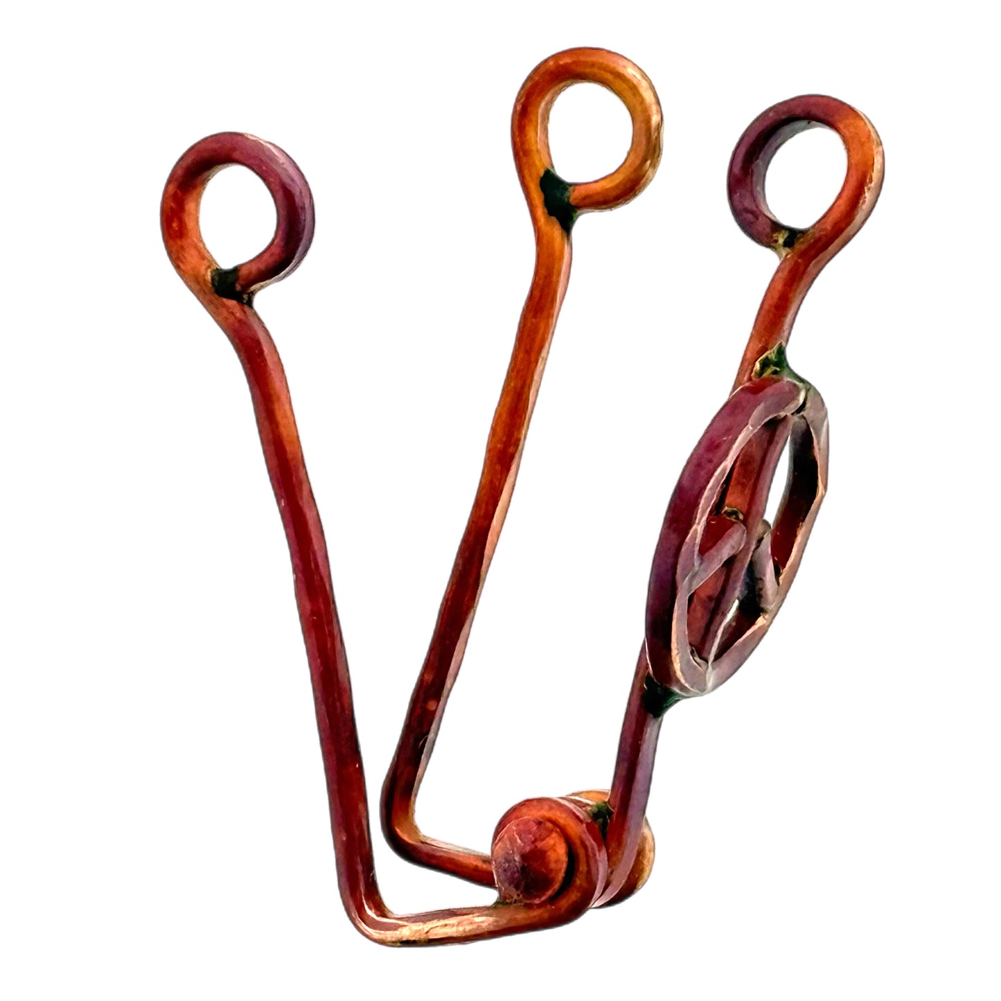 Peace Symbol Donut Bail in Copper with Red Patina