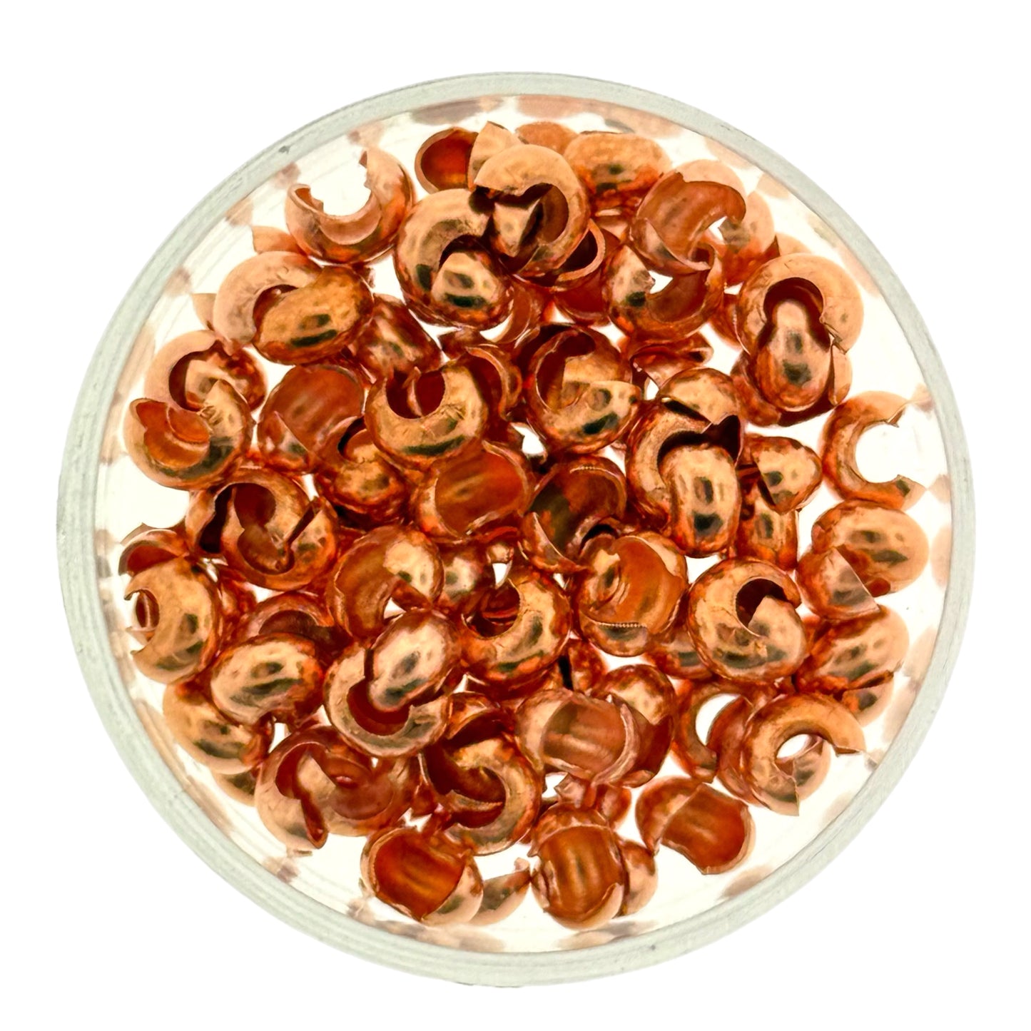 4mm Copper Crimp Bead Covers – 100 Smooth Spacer Beads