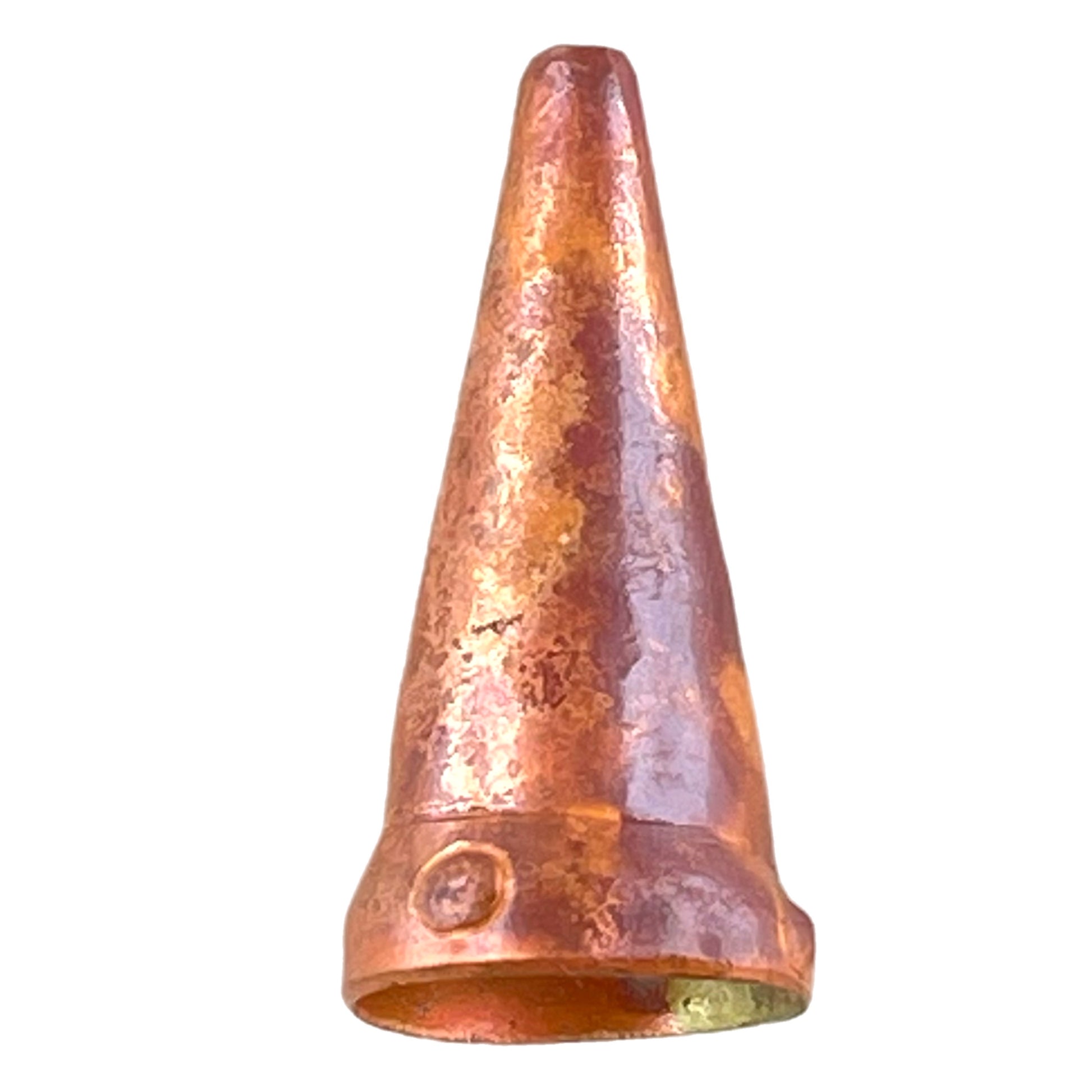 Medium copper cone with gentle hammered texture and flame-torched finish for jewelry making