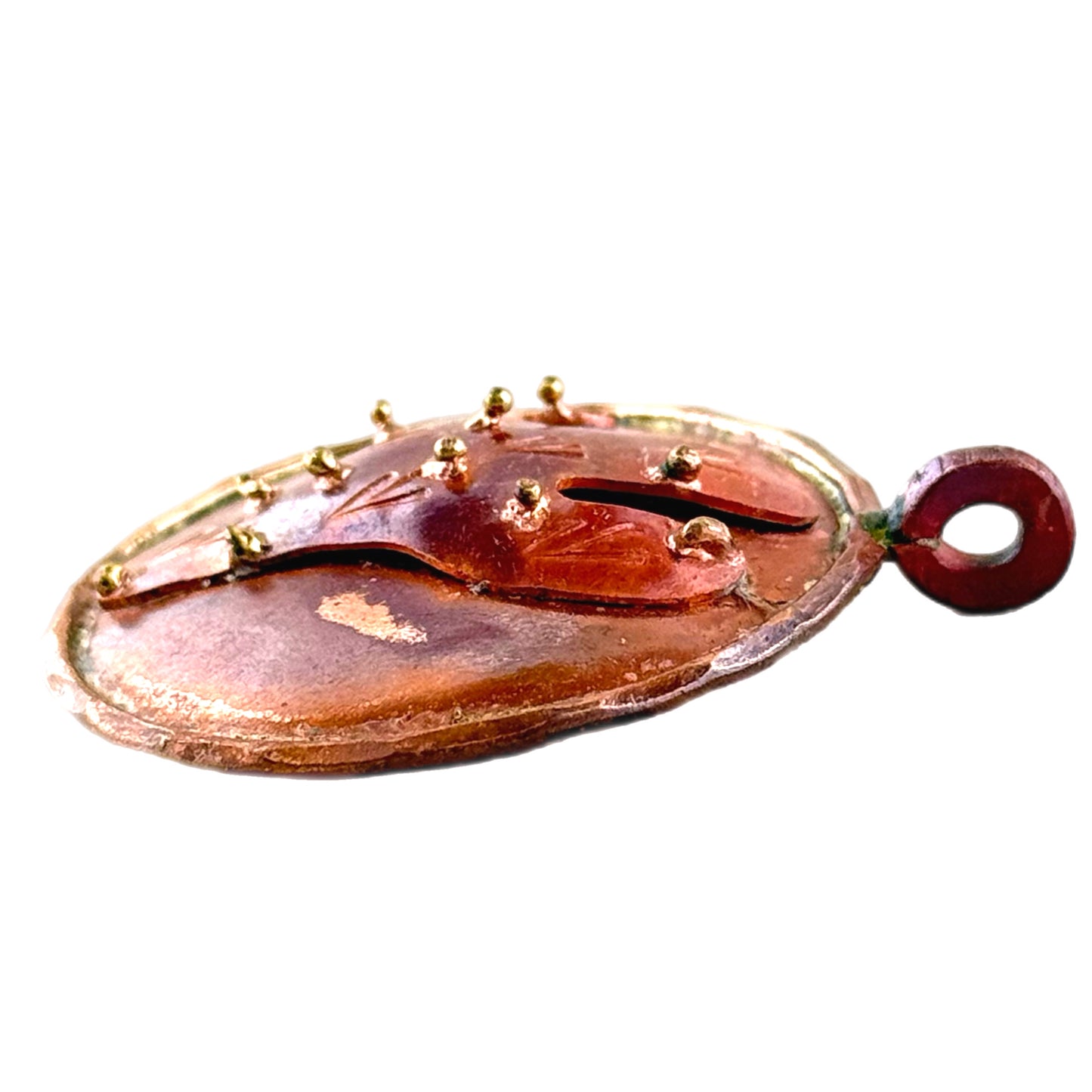 Rustic Cactus Pendant with Brass Accents in Copper
