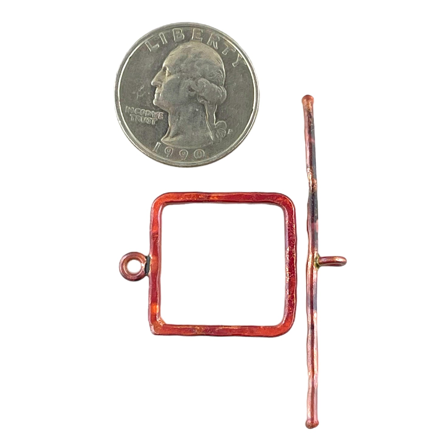Large Square Copper Toggle Clasp – Red Patina