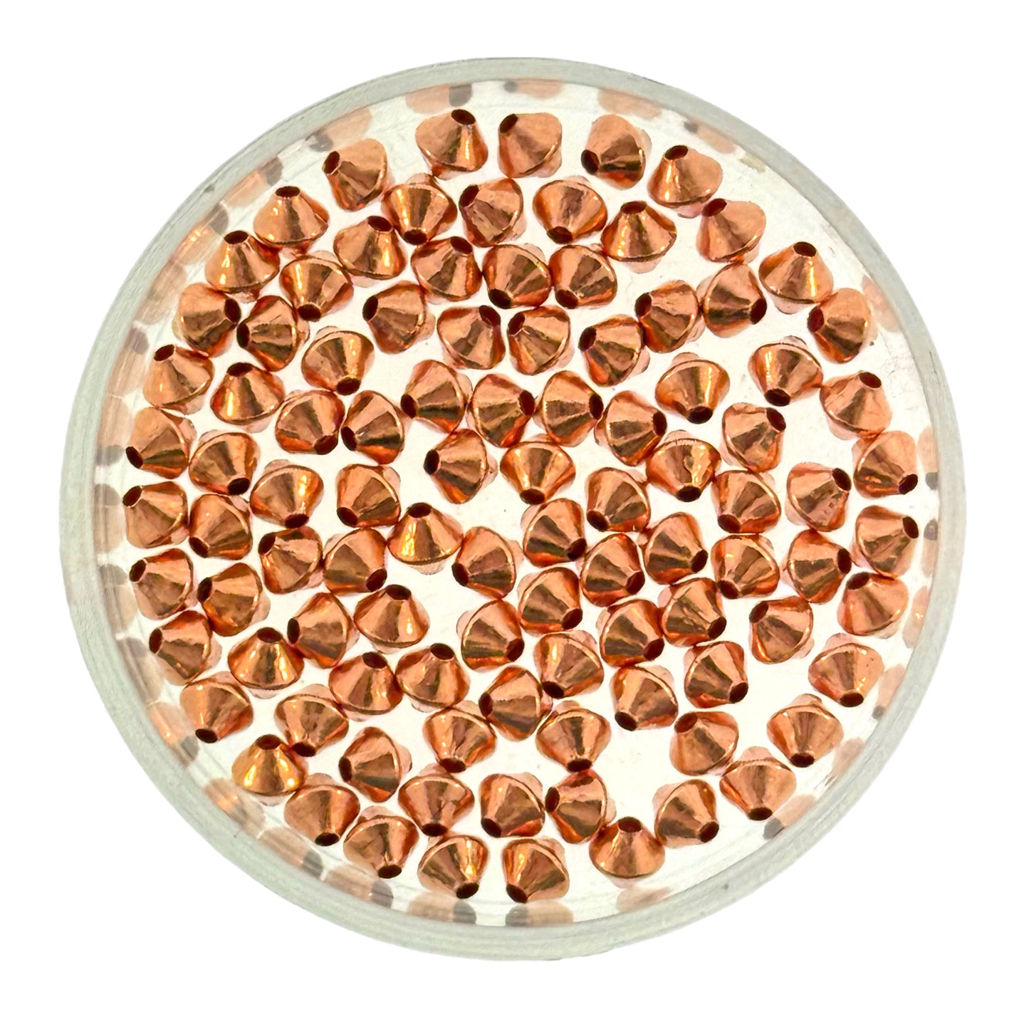 3.2mm Hollow Copper Conical Beads – 100 Spacer Beads