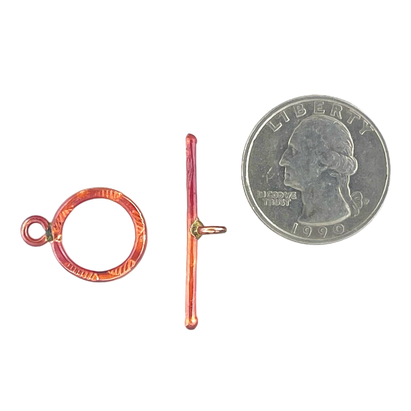 Medium Hammered Copper Toggle Clasp – Red Patina