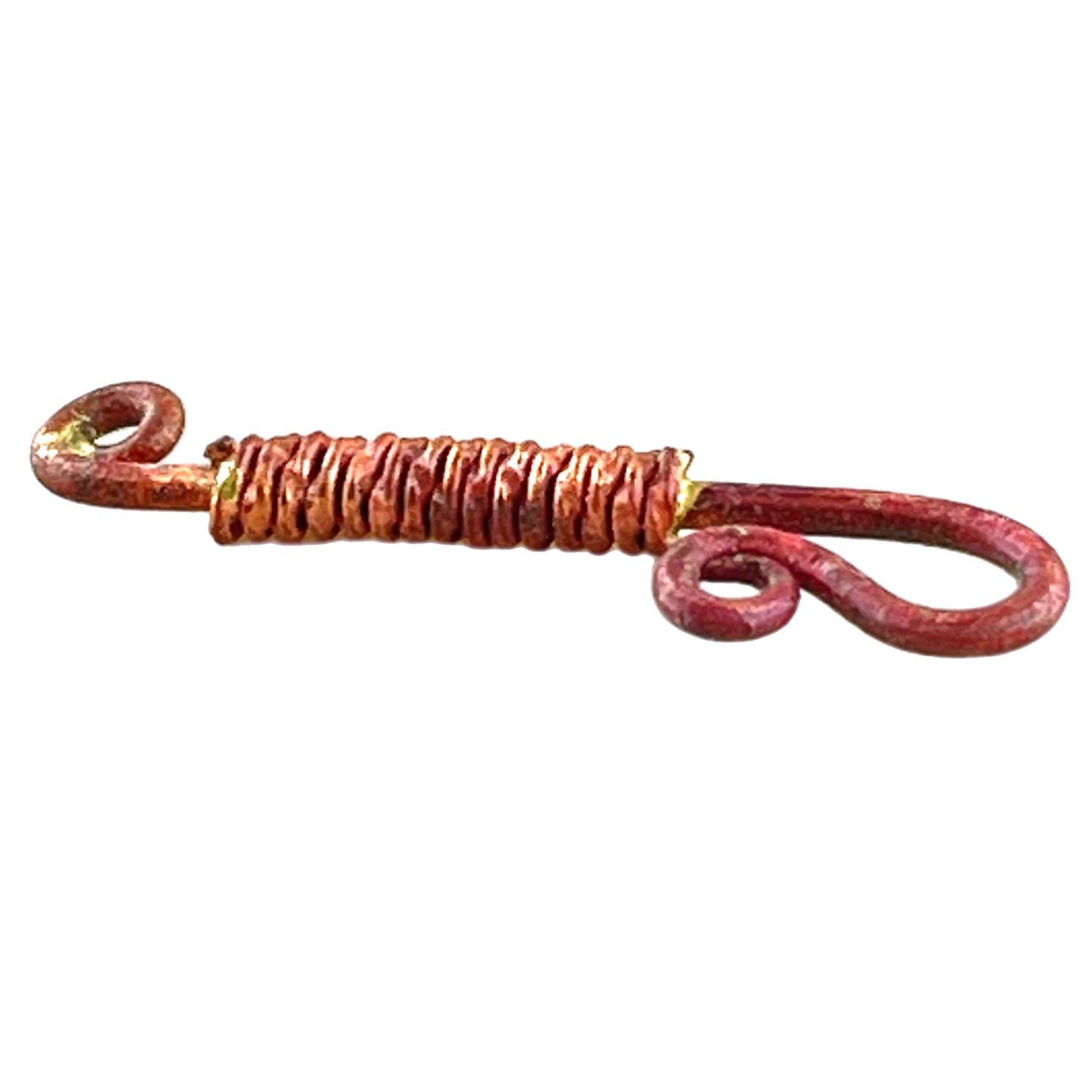 Textured Copper Hook Clasp with Wrapped Wire Detail