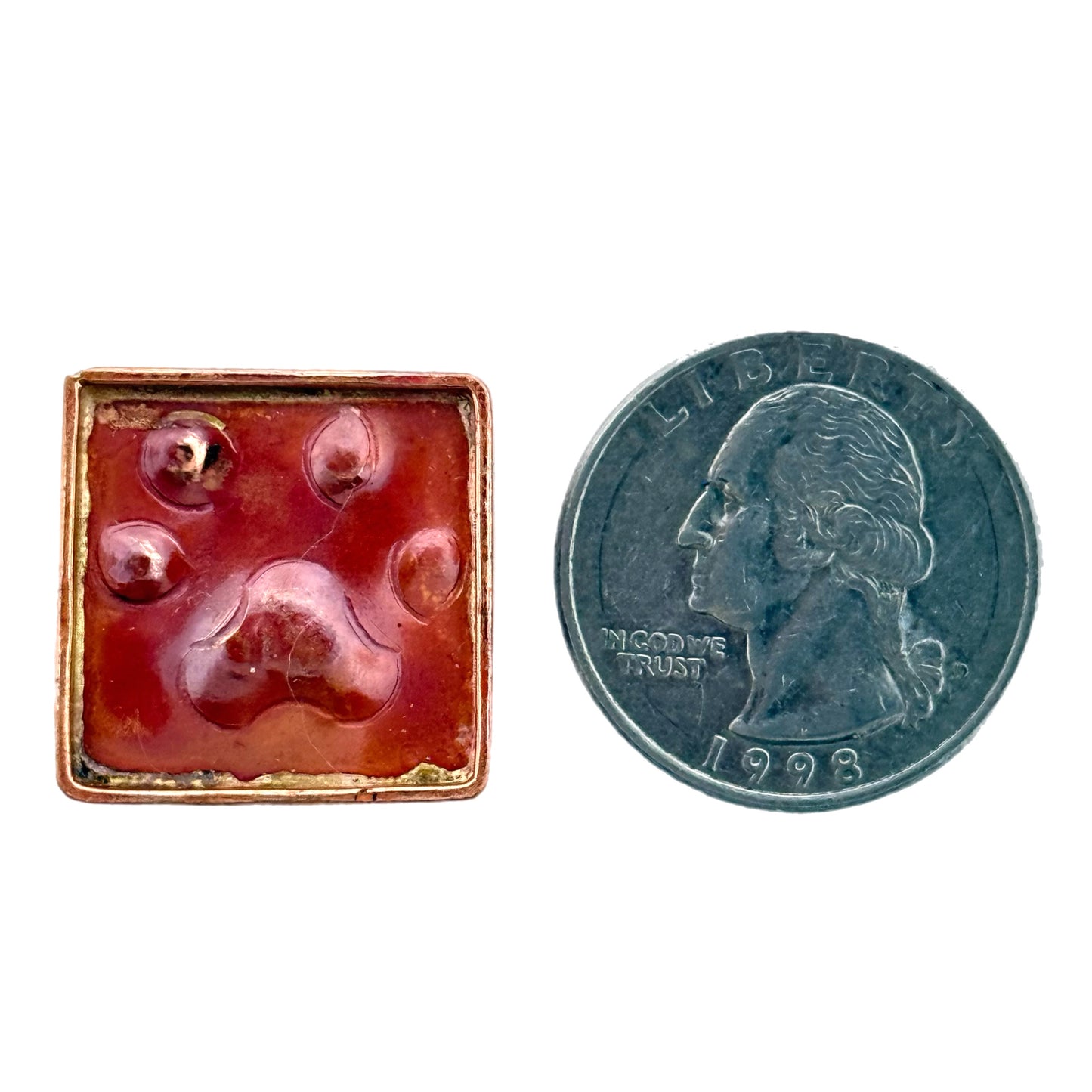 Big Copper Paw Print Slider for 10mm Flat Leather