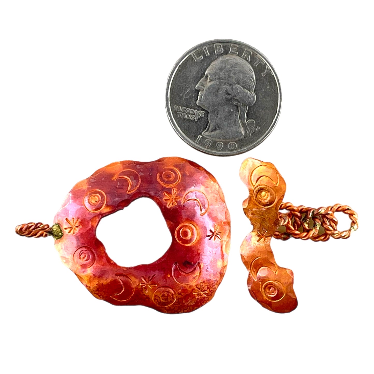 Celestial Hand-Stamped Copper Toggle Clasp