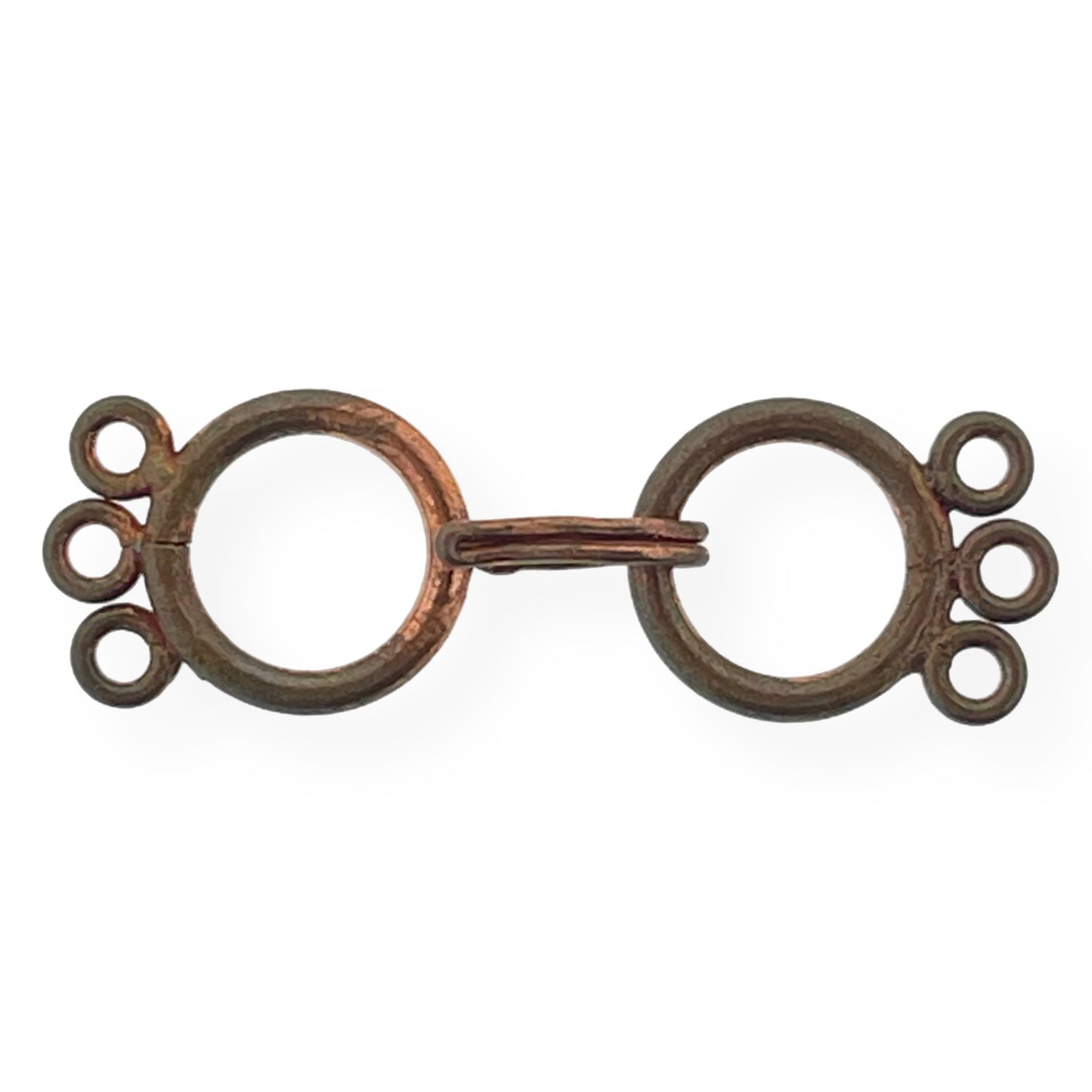 Set of 5 genuine copper multi-strand hook and eye clasps with rustic patina for layered necklaces and bracelets