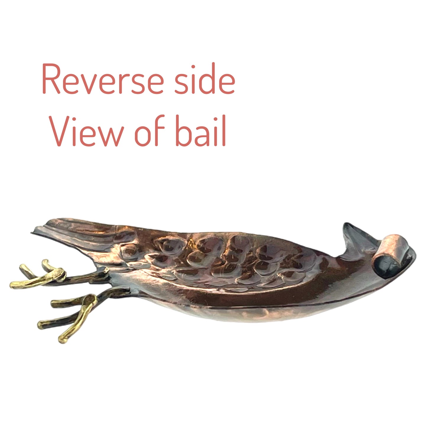 Antiqued Copper Raven Pendant with Brass Accents