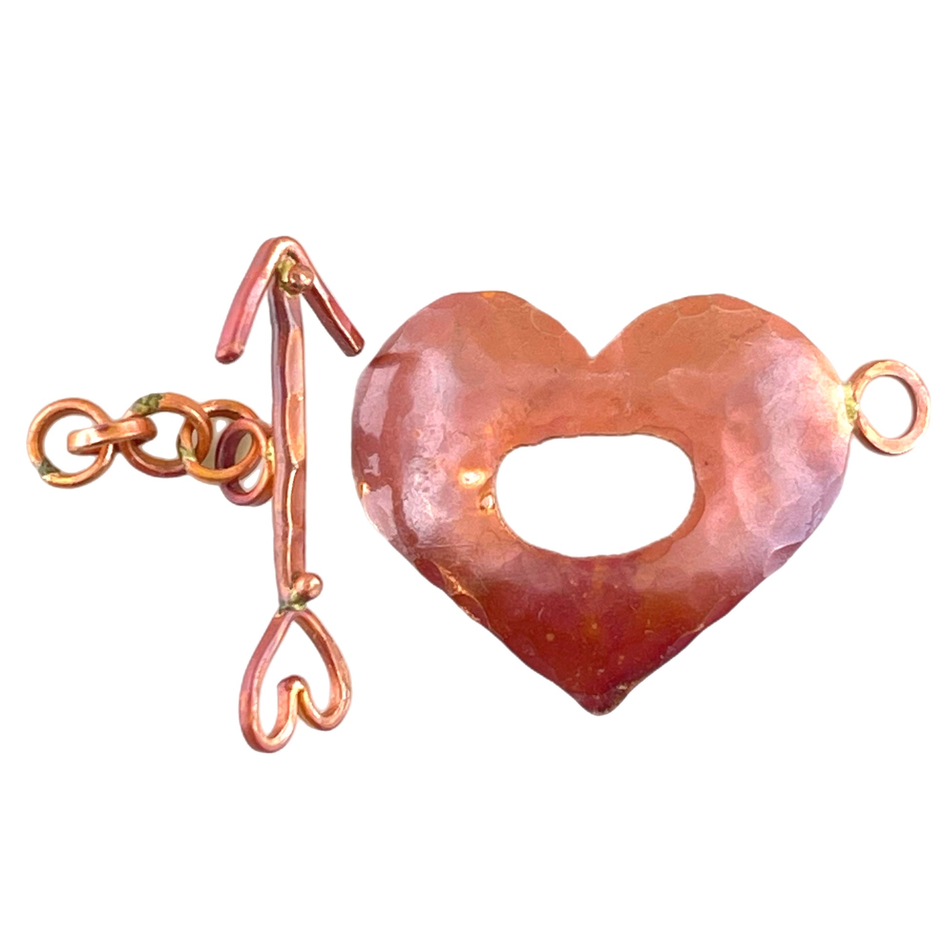 Hammered Copper Heart & Arrow Toggle Clasp