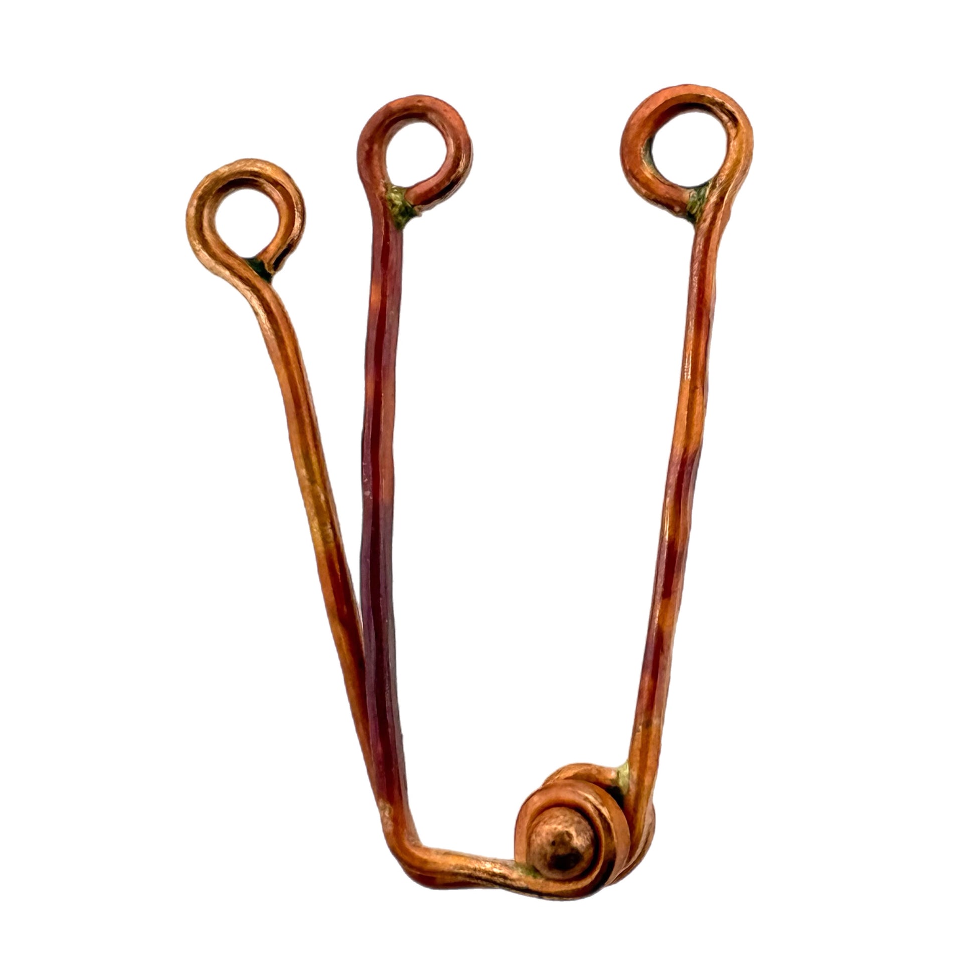 hinged copper bail with red patina for donut pendants