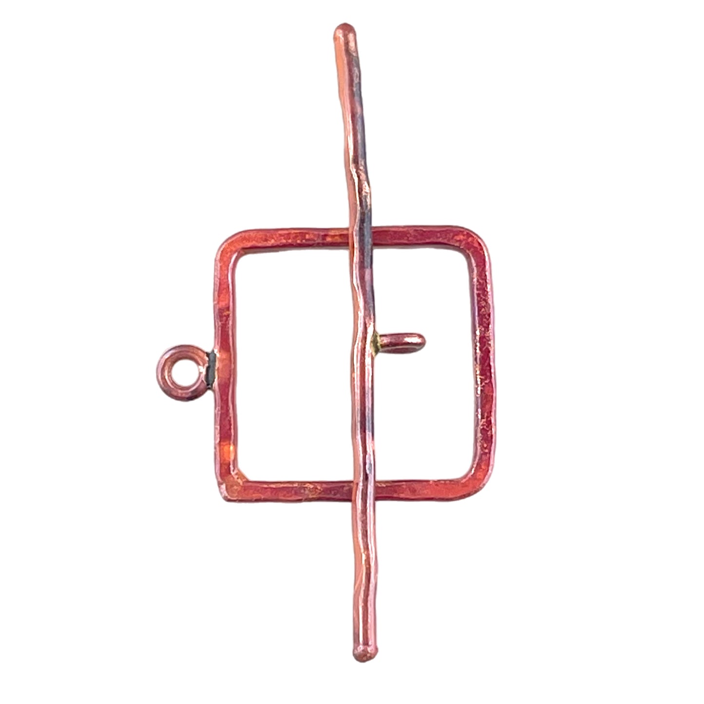 Large Square Copper Toggle Clasp – Red Patina