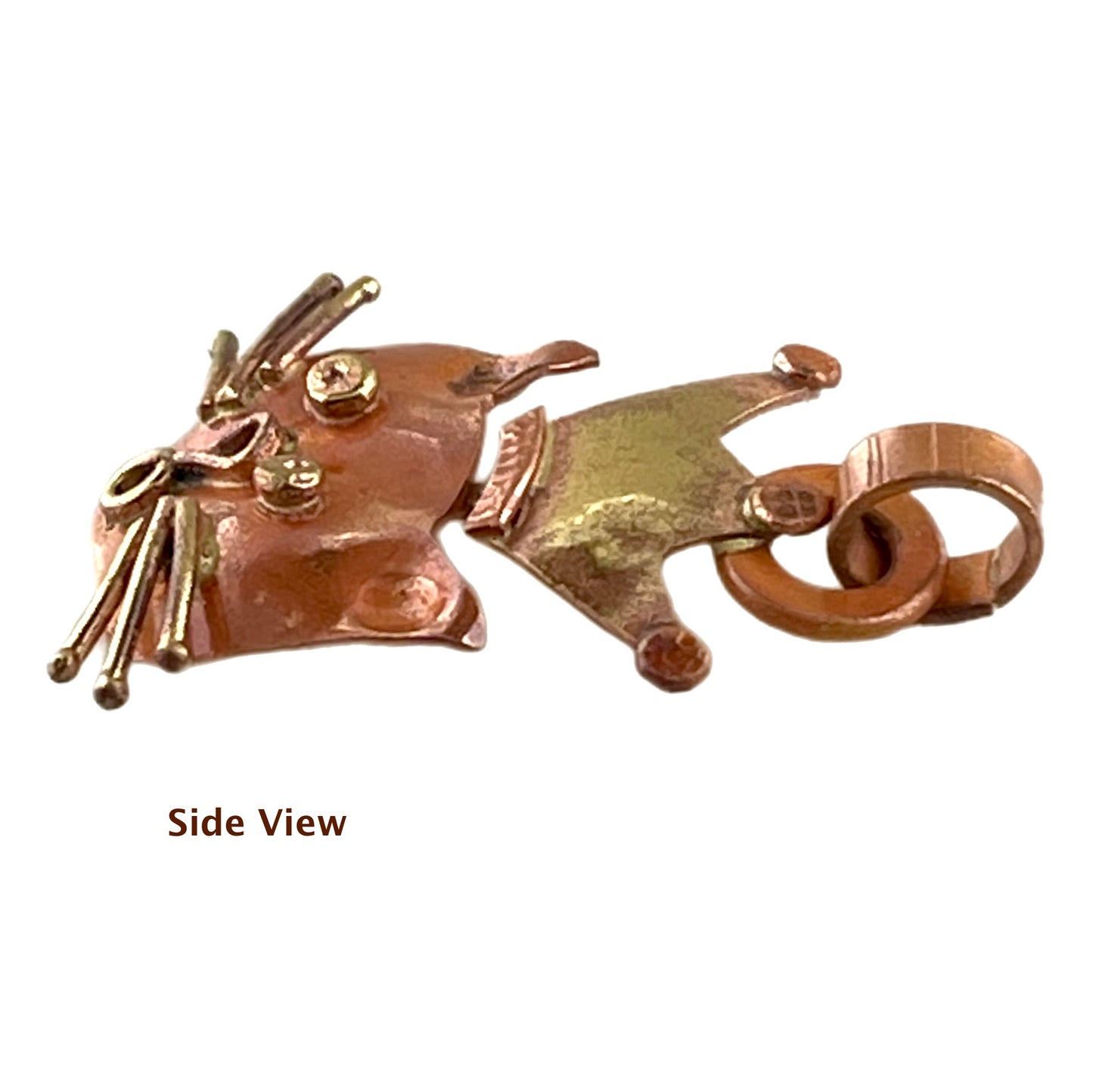 Small Whimsical Copper Queen Cat Pendant