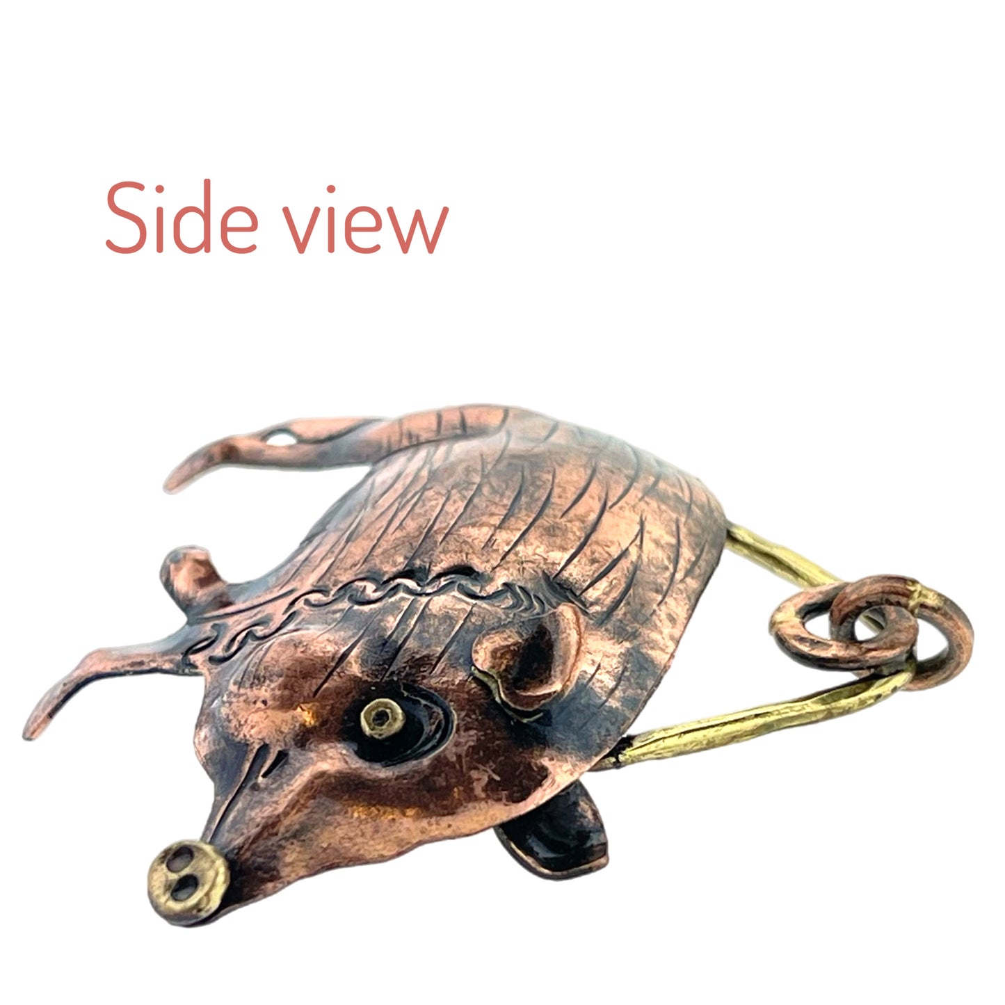 Antiqued Copper Javelina Pendant with Brass Accents