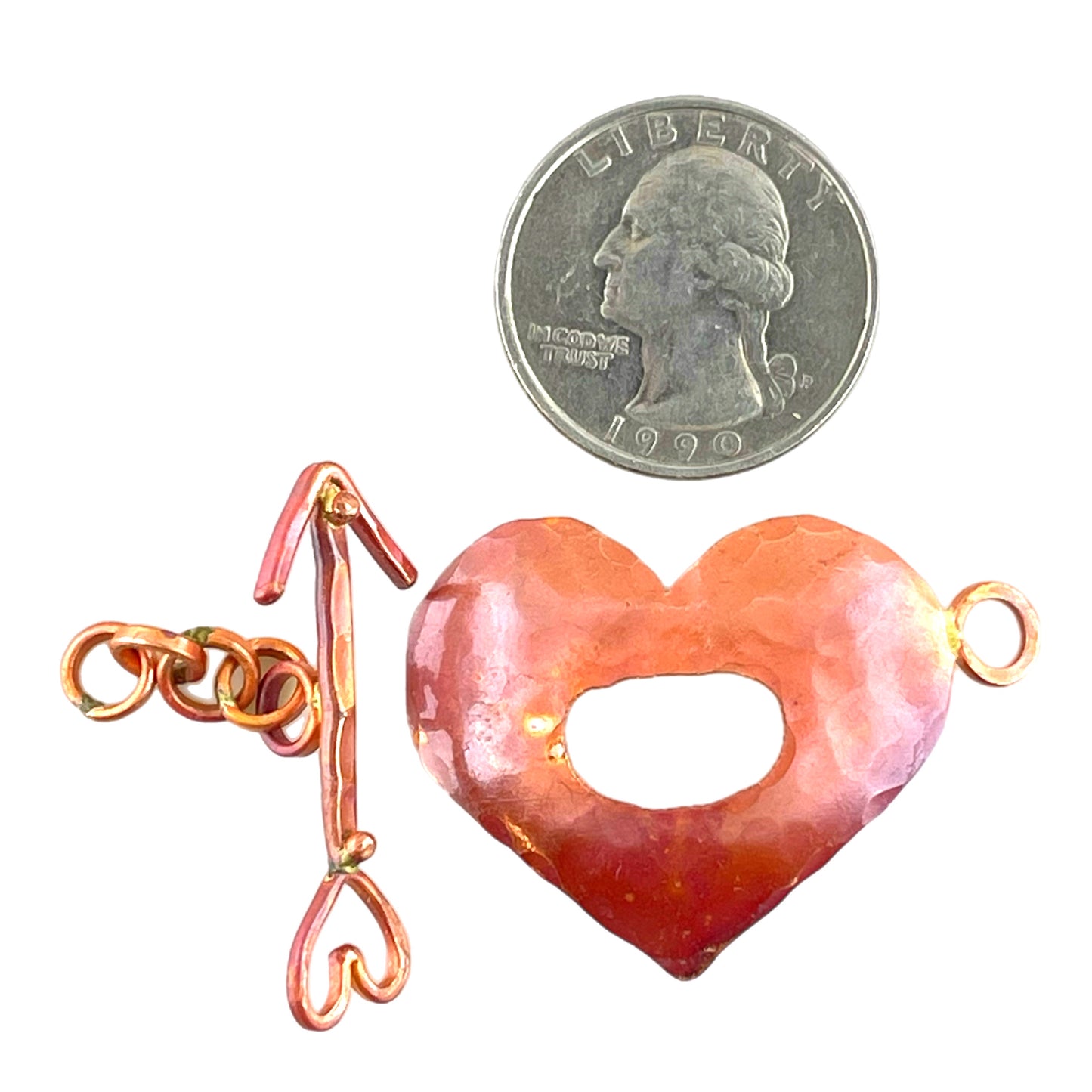 Hammered Copper Heart & Arrow Toggle Clasp