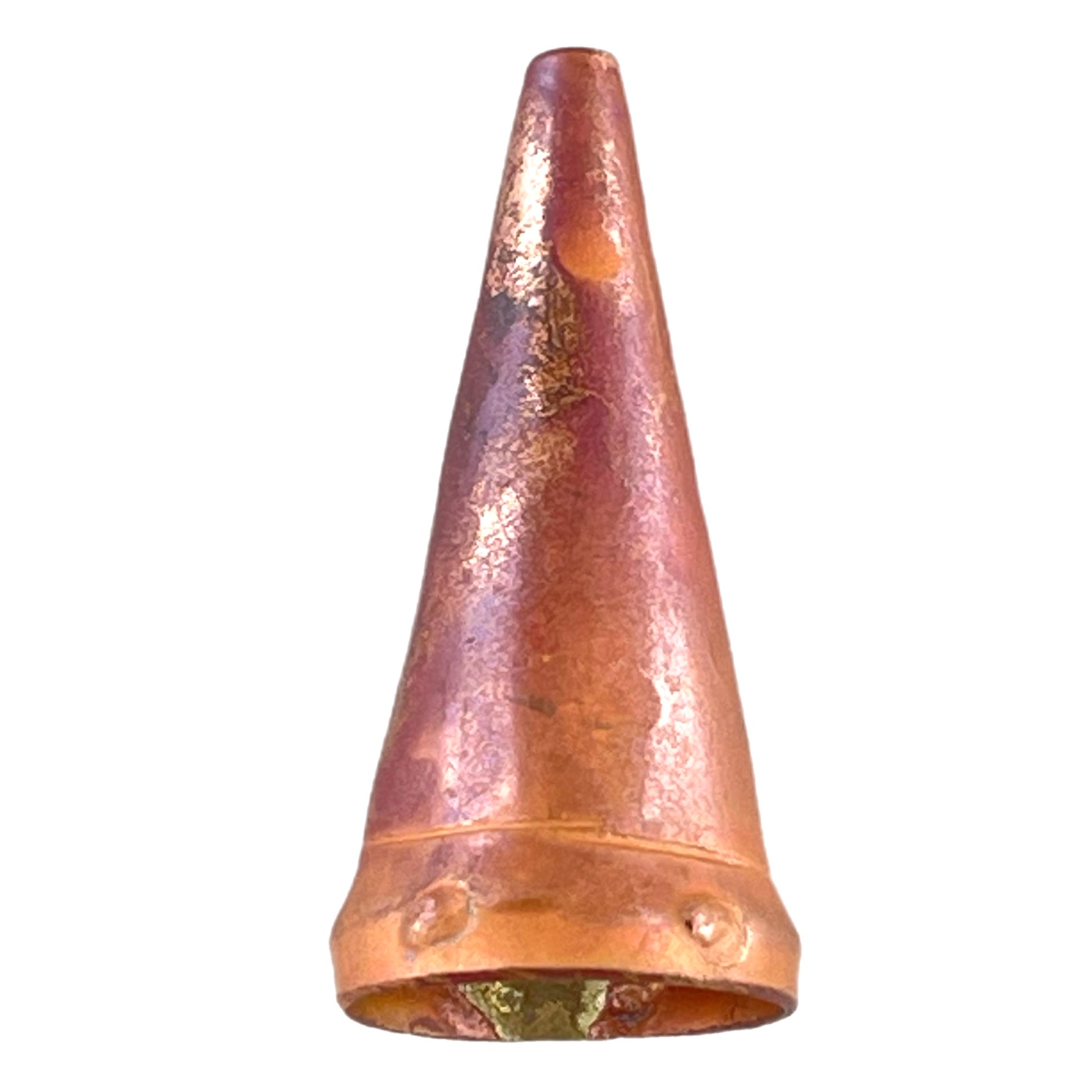 Large hammered copper cone with smooth, flame-torched finish for jewelry making