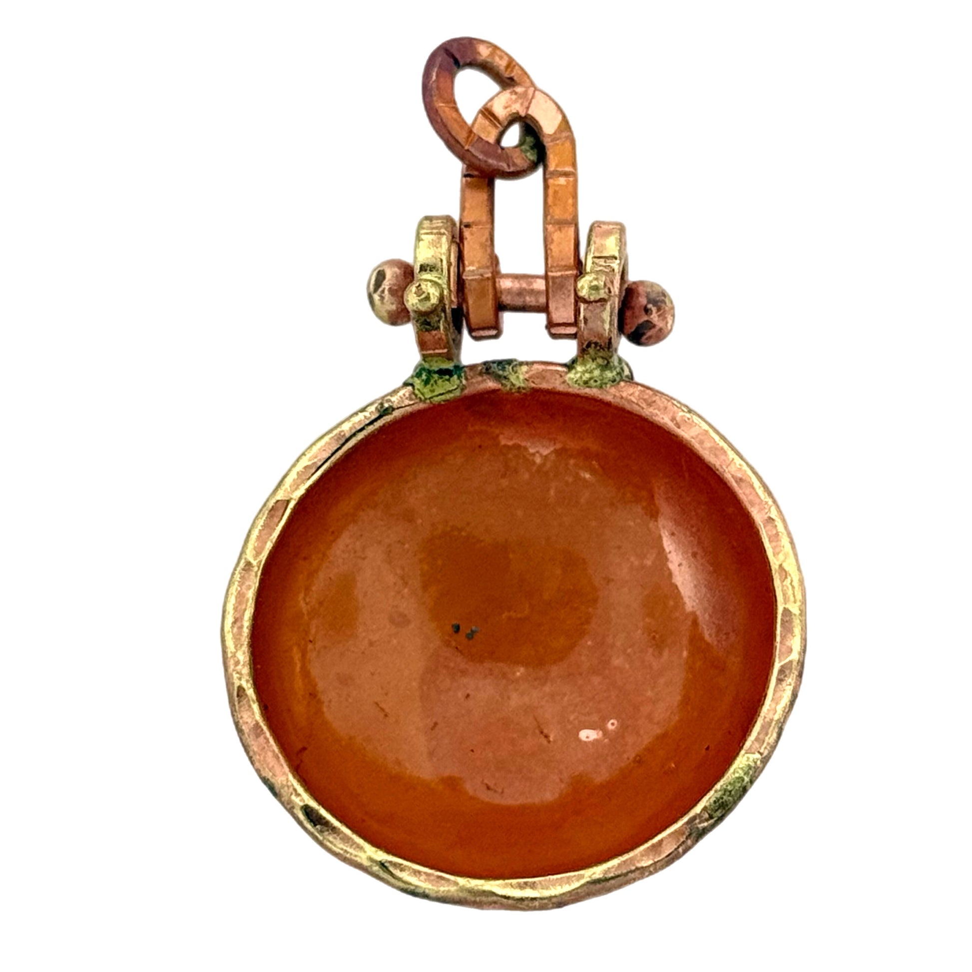 Handmade copper bezel with bowl shape and swinging bail for resin, mosaic, or mixed media jewelry designs