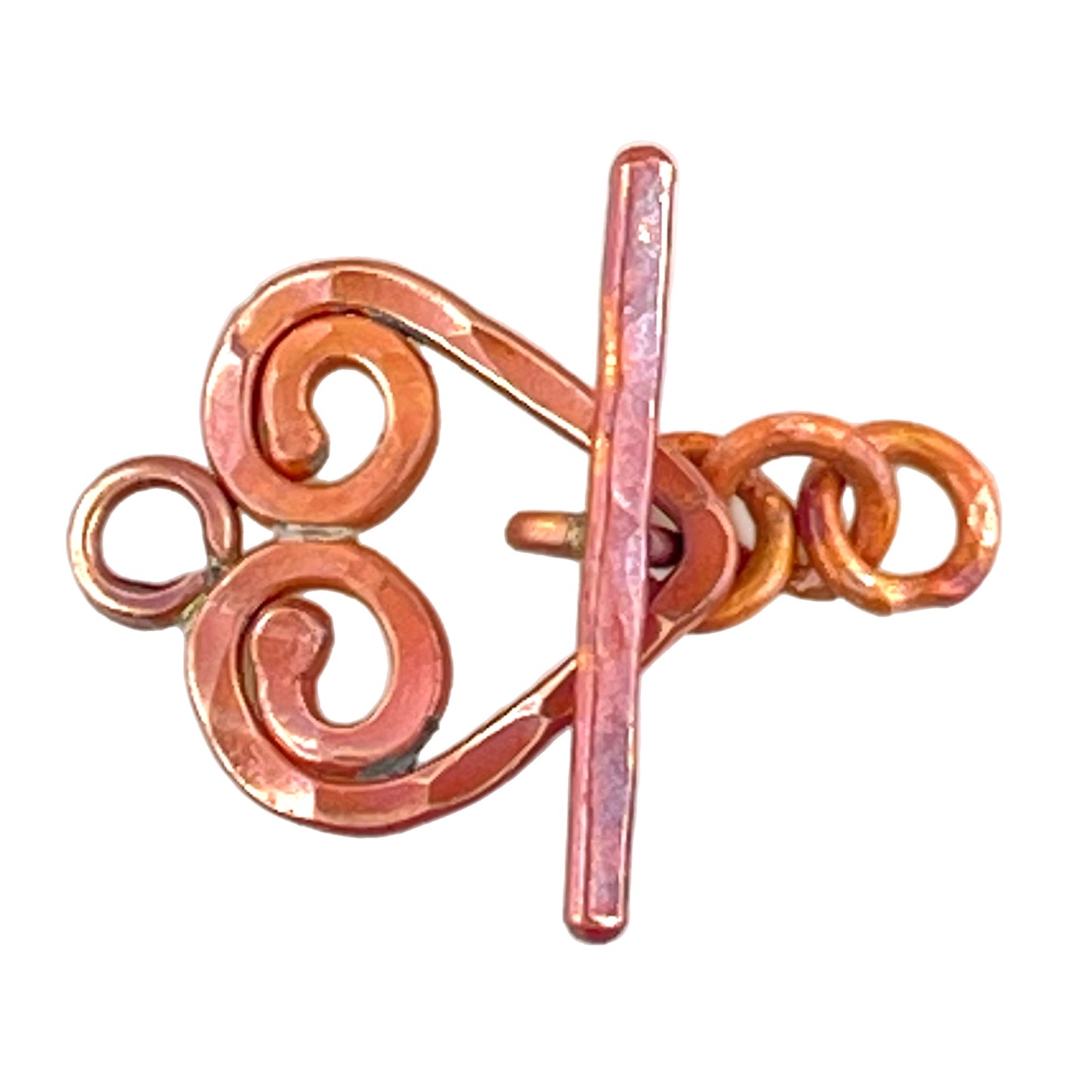Small Hammered Heart Toggle Clasp - Copper