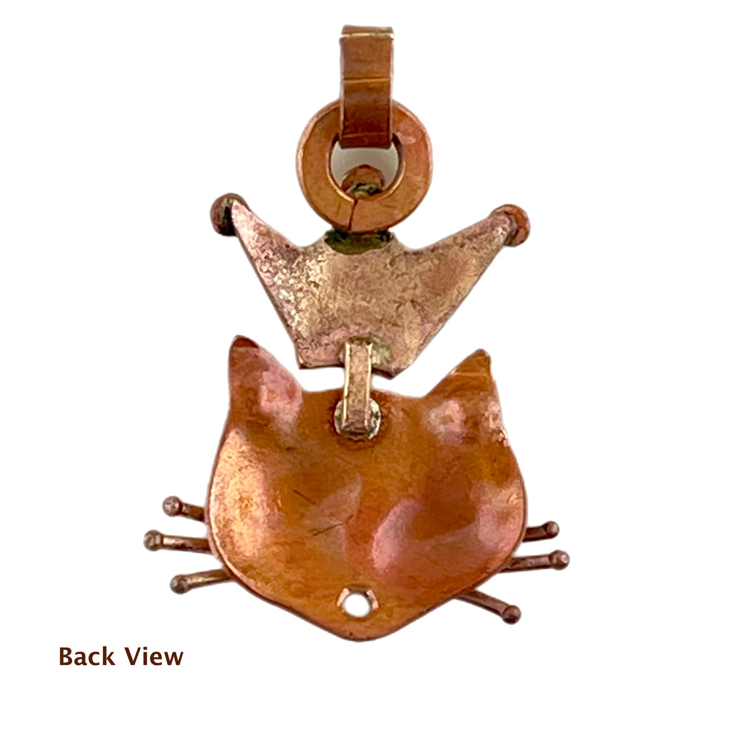 Small Whimsical Copper Queen Cat Pendant